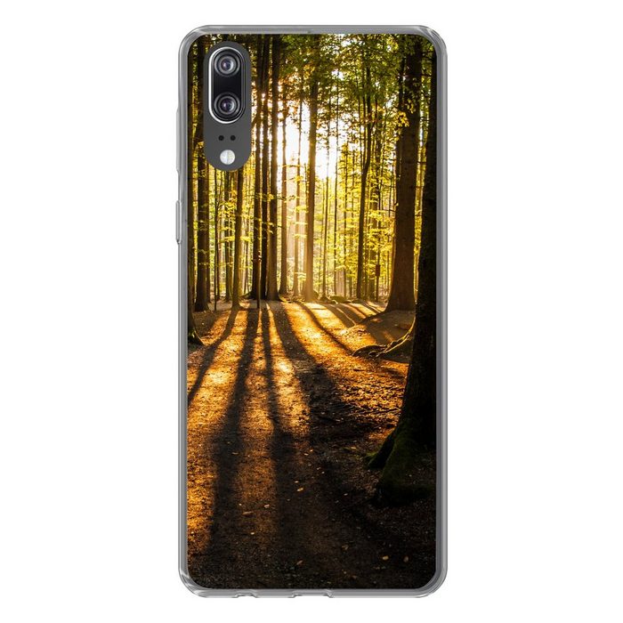 MuchoWow Handyhülle Sonne - Bäume - Wald - Landschaft - Natur Handyhülle Huawei P20 Handy Case Silikon Bumper Case