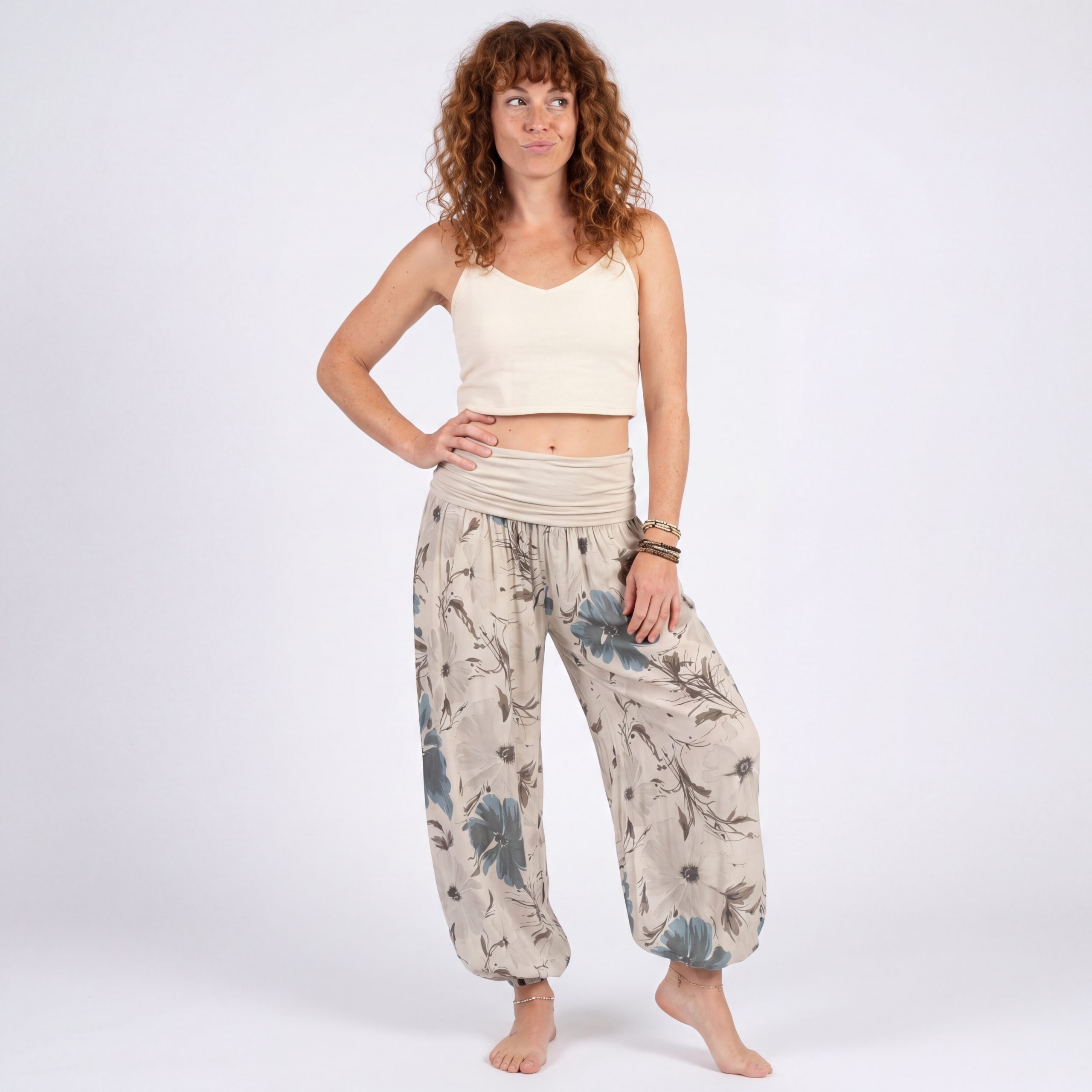 OriginalYou Haremshose Sommerhose luftig und leichte Pumphose für Damen mit elastischem Bund, sommerliches Design, Middle Waist