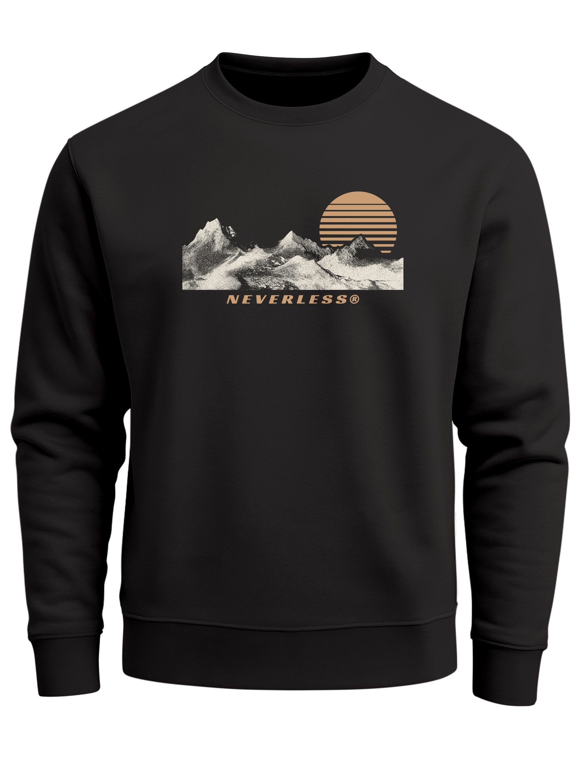 Sweatshirt Sweatshirt Herren Frontprint Bergmotiv Pullover mit Print Outdoor
