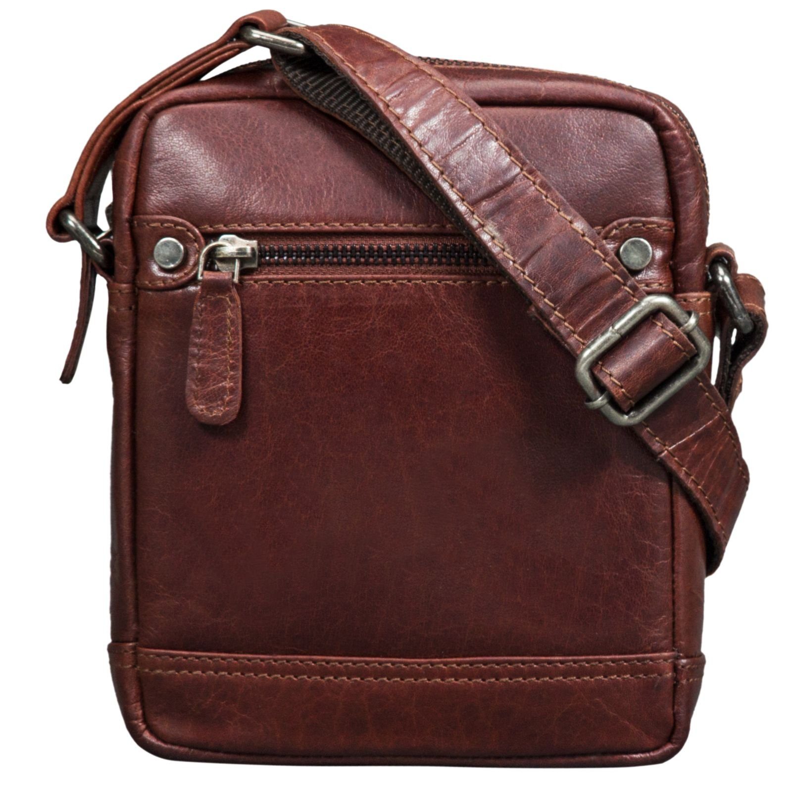 STILORD Messenger Bag Leder vegetabil Vintage "Pepe" Schultertasche dunkelbraun Herren gegerbt klein