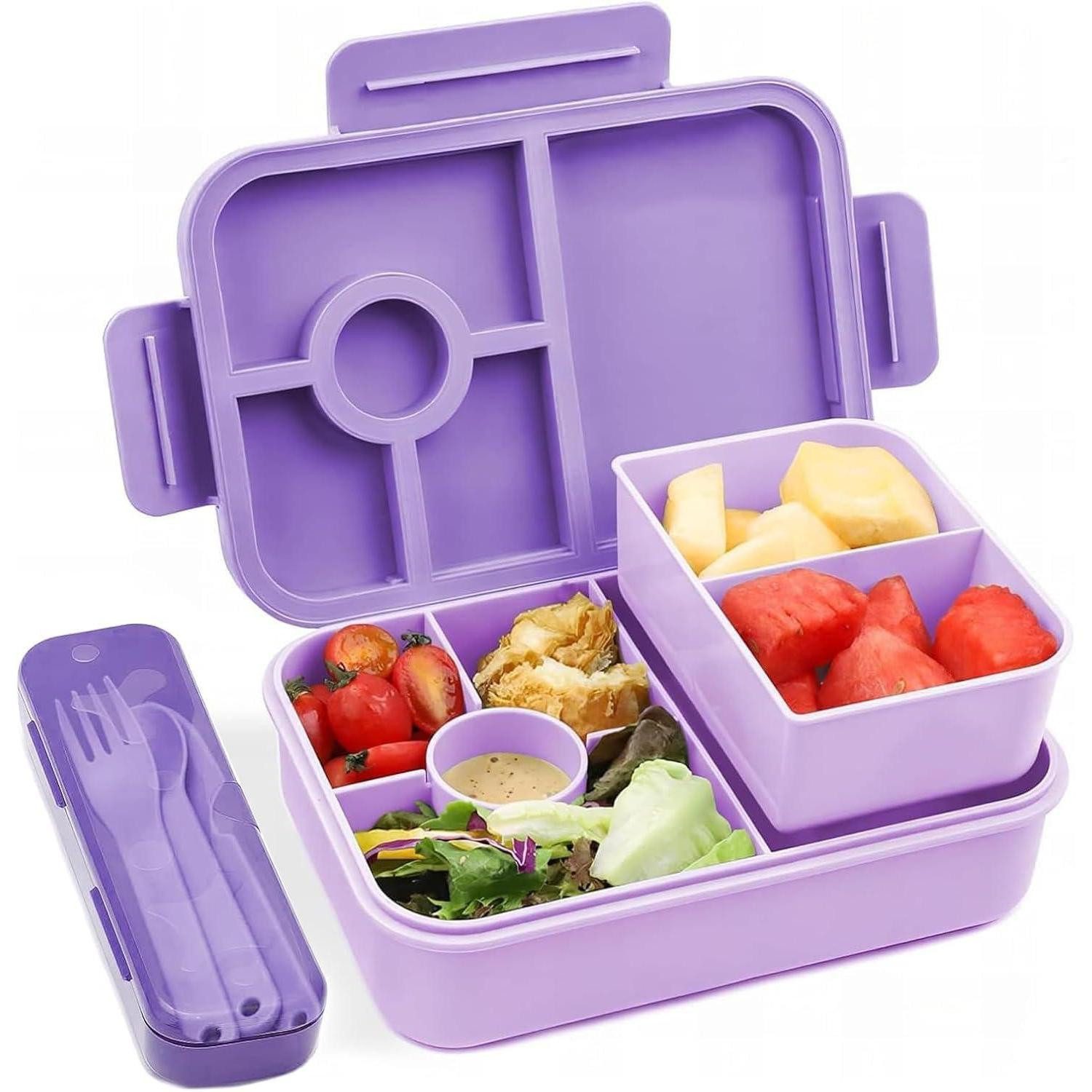 LuxusKollektion Lunchbox Brotdose Kinder 1300ML Auslaufsicher 5 Fächer Bento Lila