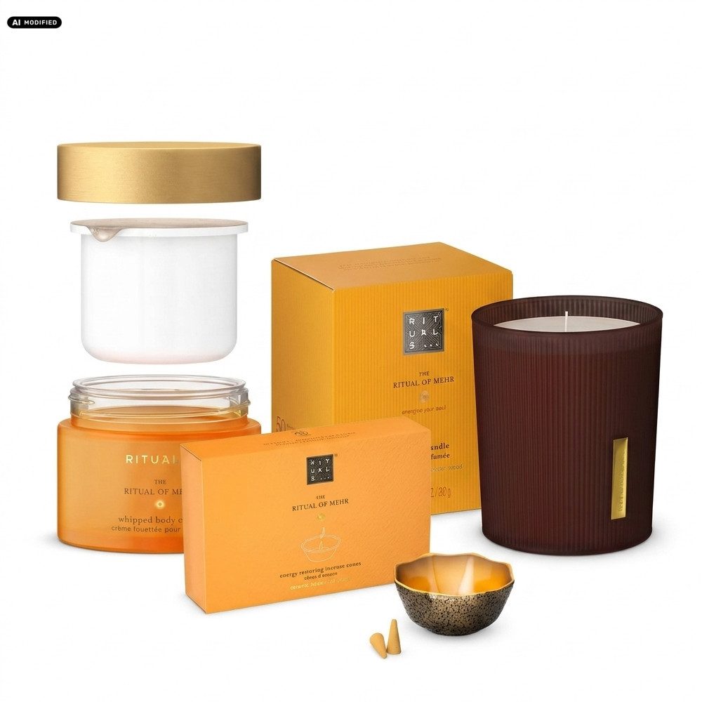Rituals Körpercreme Rituals The Ritual of Mehr Körpercreme Refill Kerze Räucher Set, Pflege und Raumduft im harmonisch abgestimmten Set