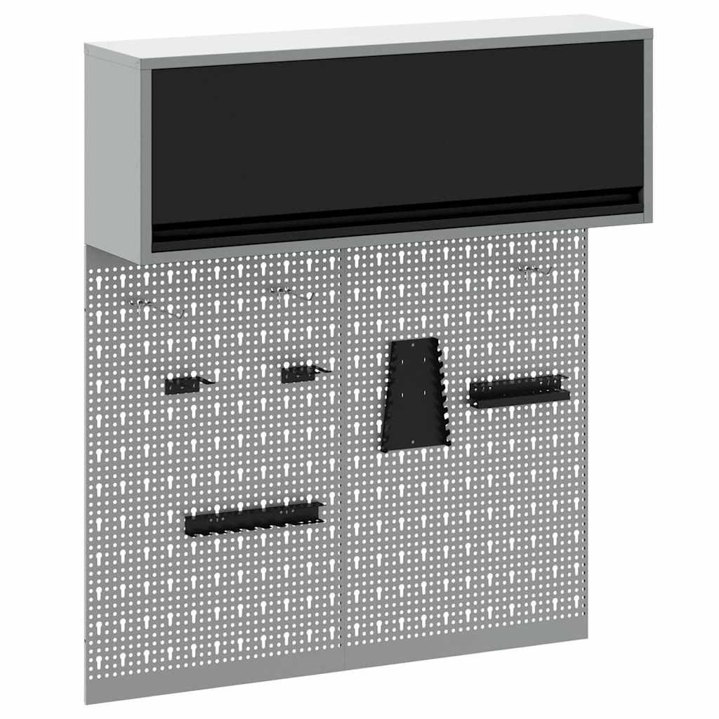 vidaXL Werkzeugschrank Werkzeugschrank-Set 3 Stk. Schwarz Pulverbeschichteter Stahl (3-St)