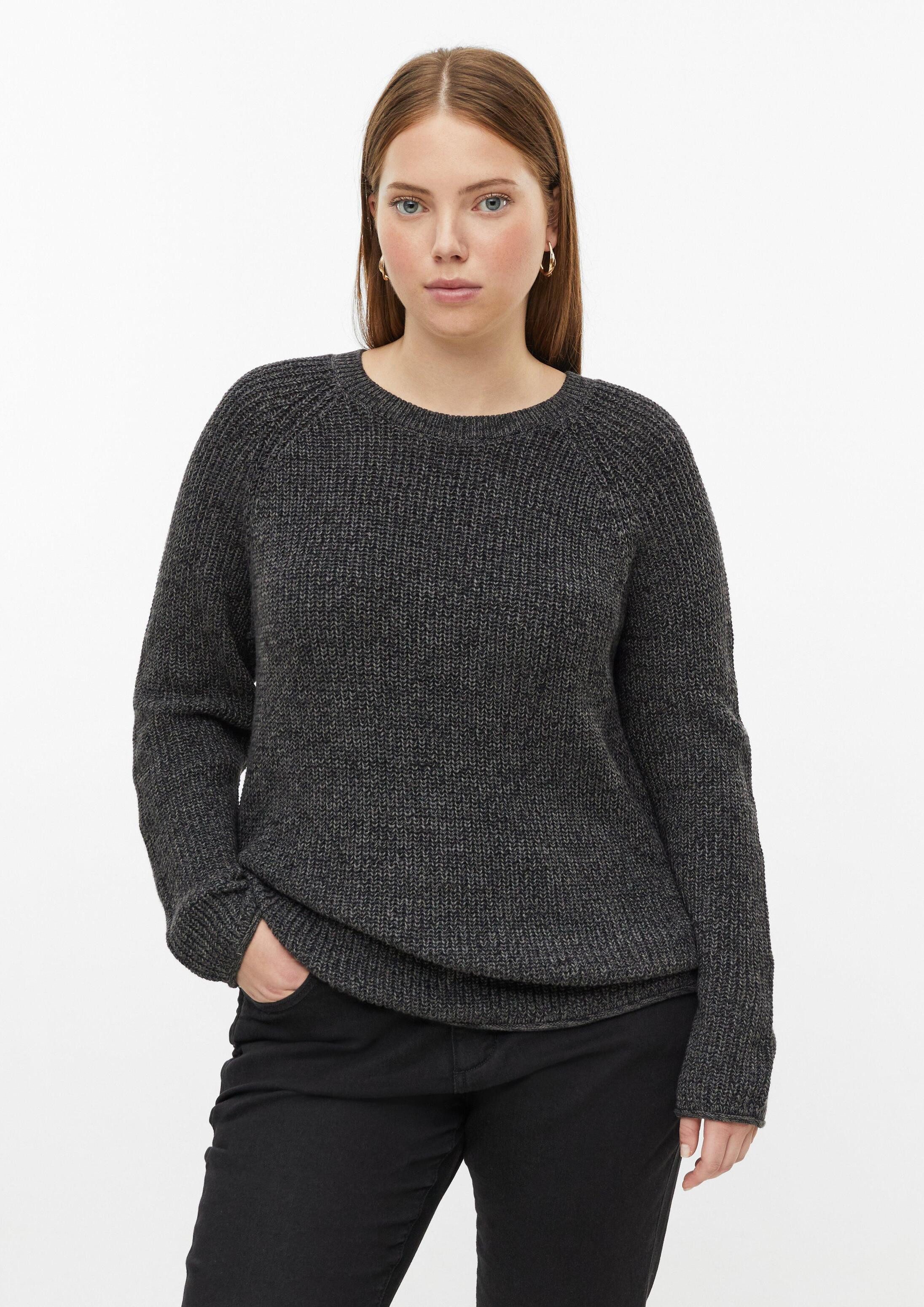 QS Longpullover Strickpullover Pullover mit Rippstruktur und Rollkanten
