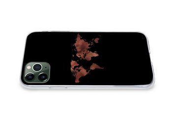 MuchoWow Handyhülle Weltkarte - Leder - Schwarz, Handyhülle Apple iPhone 11 Pro, Smartphone-Bumper, Print, Handy