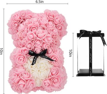 Kunstpflanze Rosenbär Rosen Teddybär Rot, Valentinstag Teddy Bär für Frauen Ewige Rose Teddy, Ewige Rose mit Herz für Sie, Frauen, Frau, JUNG, Geschenk für Frauen, Konservierte Blume, Rosenbox Geburtstagsgeschenk