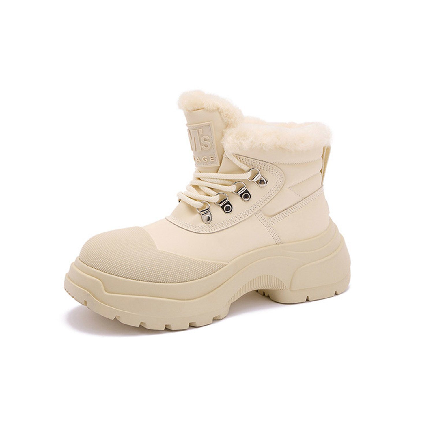 Daisred Schneestiefel Warme Winterstiefel Outdoor Winterboots Weiß