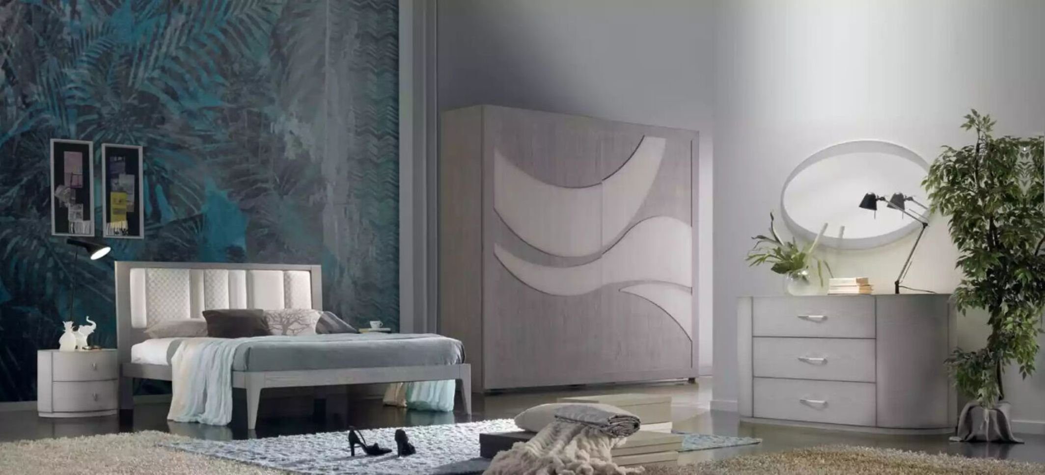 Made Luxus Bett Nachttische), in 2x Schlafzimmer Möbel Italy Bett 3tlg. (3-St., Schlafzimmer-Set 2x + Design Nachttische, JVmoebel