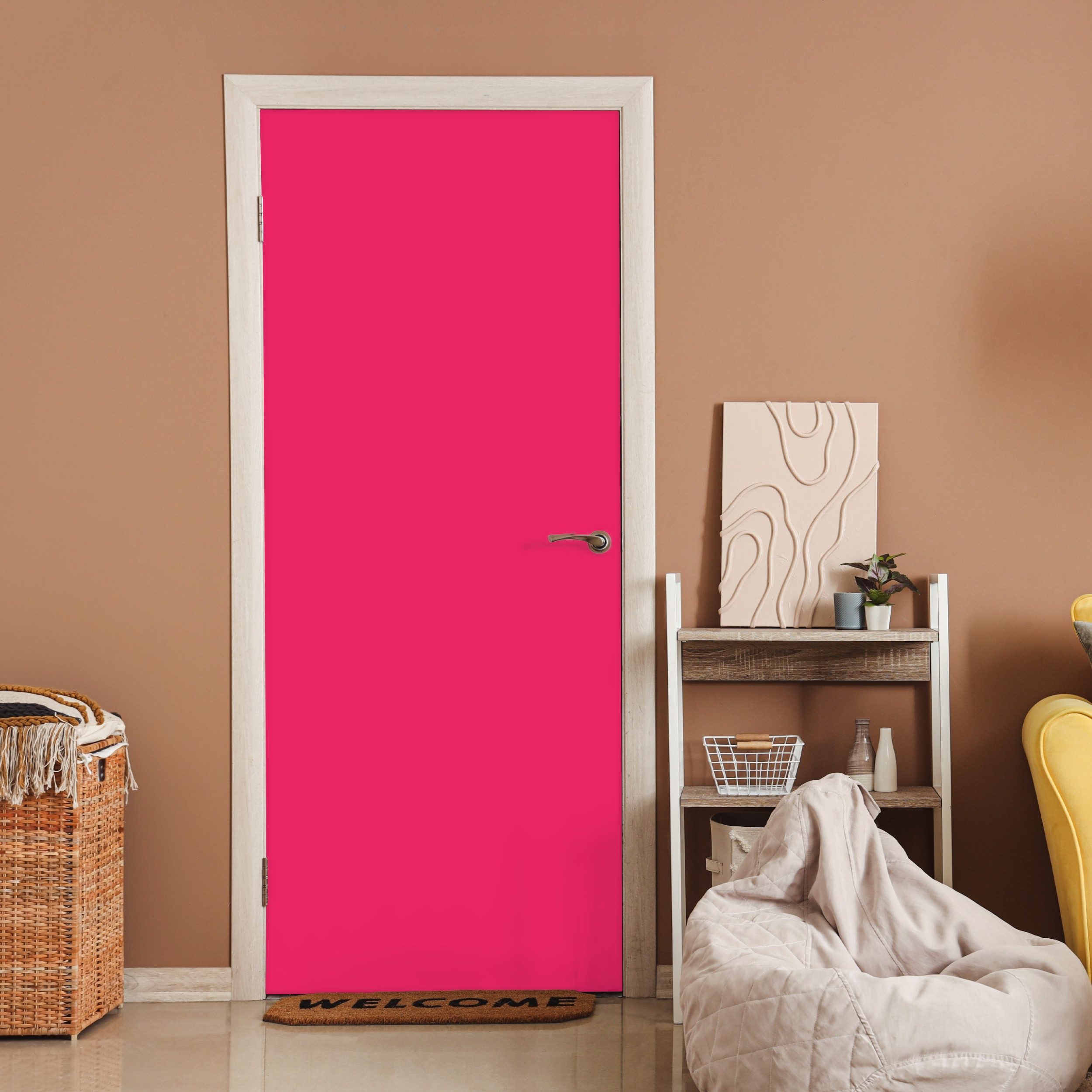 MuchoWow Türtapete Karmin - Farben - Palette - Rosa, Matt, bedruckt, (1 St), Selbstklebende Tapete, Folie für Möbel, 70x215 cm