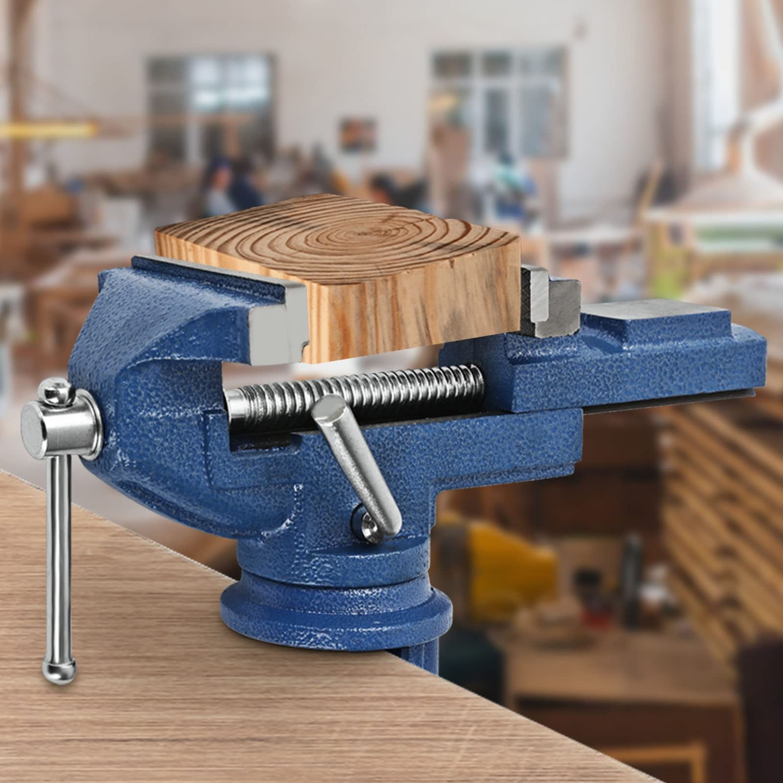 Youyijia Schraubstock Schraubstock Drehbar 80mm Tischschraubstock mit 360° Drehbarem Sockel, drehen