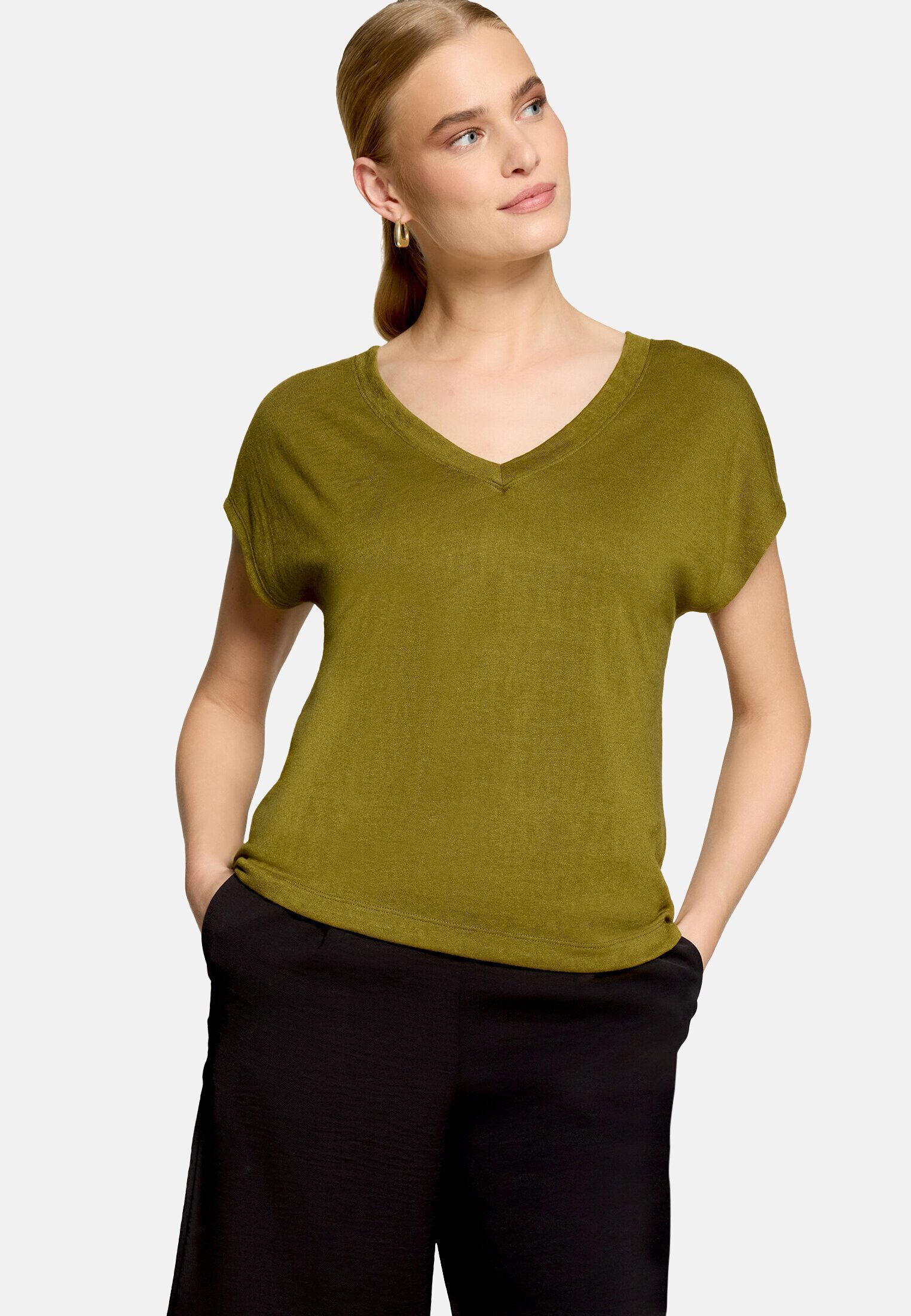 Zero T-Shirt Damen mit V-Ausschnitt (1-tlg) Material – Bild 2 von 5
