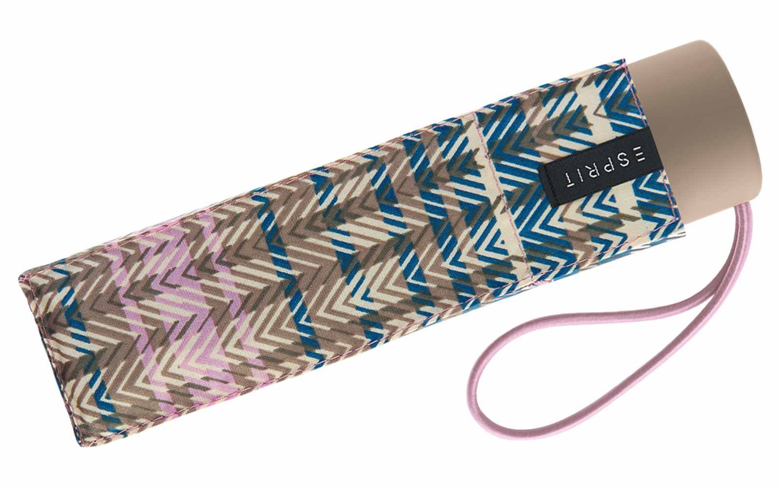 Esprit Taschenregenschirm Damen Super Mini Regenschirm Petito Cosy Checks - dusky orchid, winzig klein, in bunter Karo-Optik