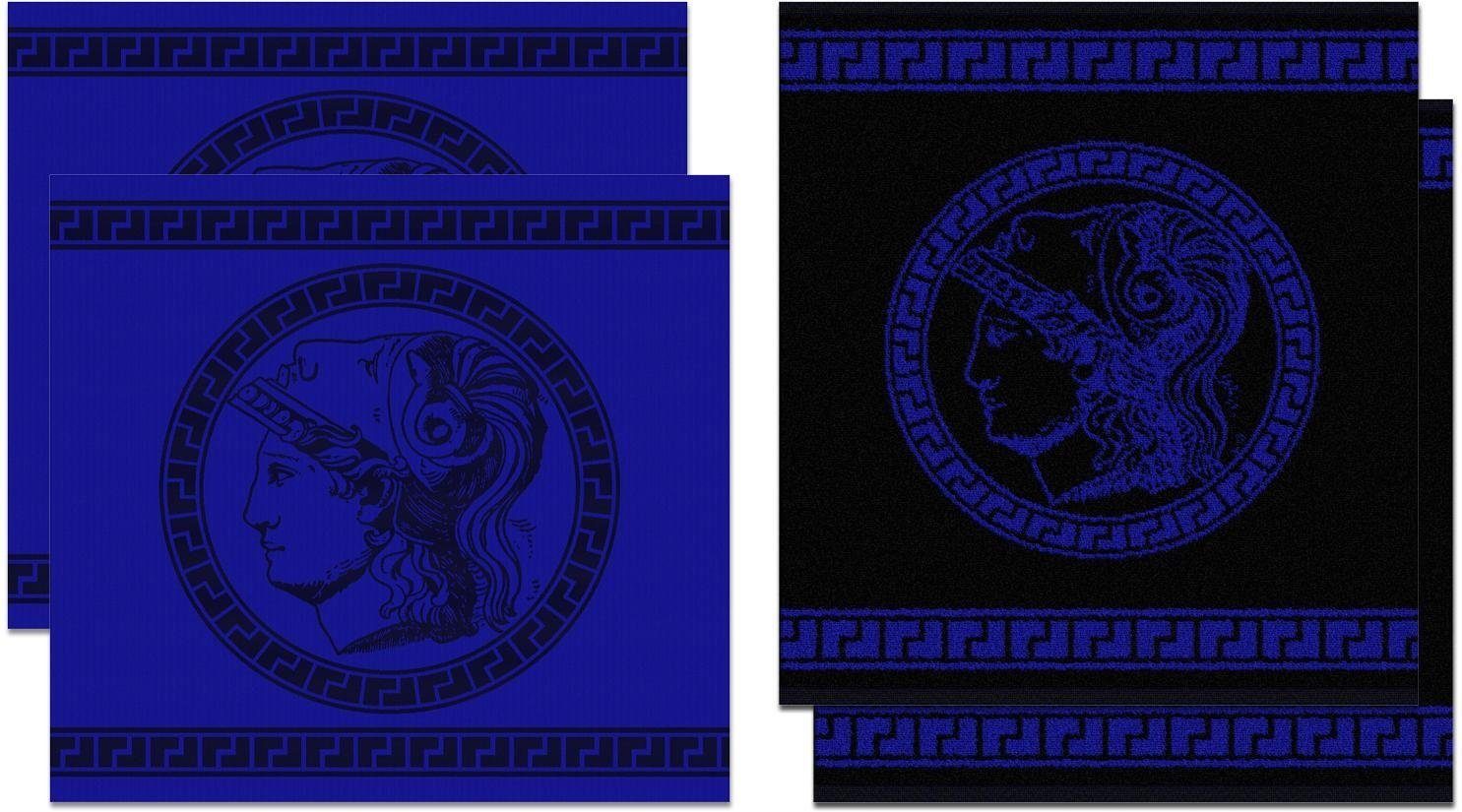 DDDDD Geschirrtuch Minerva, (Set, 4-tlg), Combiset: 2 Küchentücher & 2 Geschirrtücher dunkelblau/blau