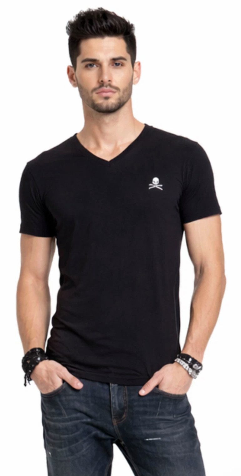 Philip Plein T-Shirt Herren V-Neck Retro Slim fit in bedruckter PP Geschenkbox