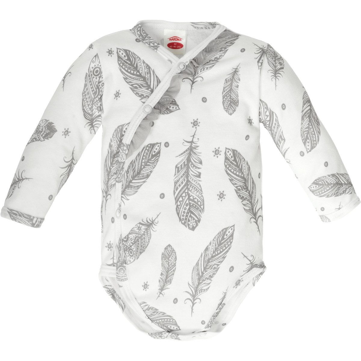 Makoma Langarmwickelbody Federn Mädchen (1-tlg) Body, Langarmbody, Wickelbody, Mädchenbody, Einteiler