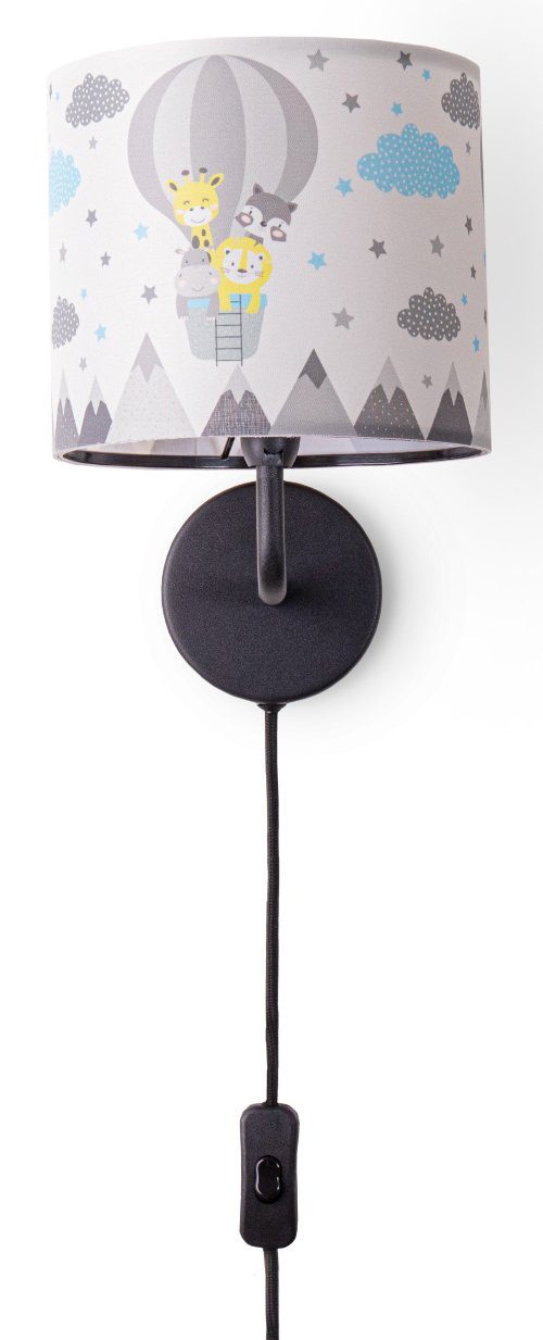 Home 343, Tiere âˆ…18cm E14 Lampe Paco Kinderzimmer Heißluftballon ohne Leuchtmittel, Wandleuchte 3m Kabel Cosmo Stecker