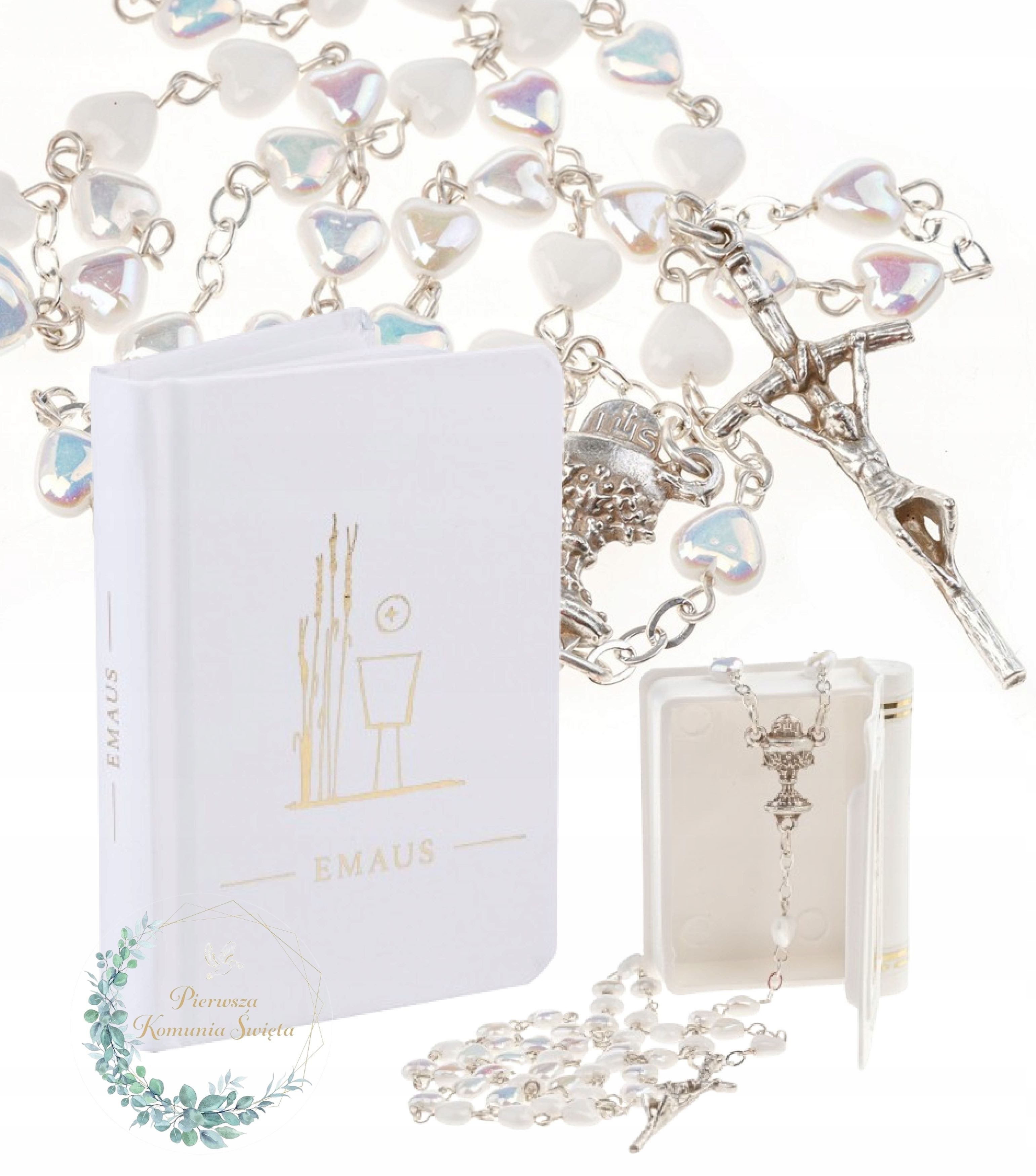 Sacramenta Kommunionskarte Erstkommunion-Set: Herz-Rosenkranz & Gebetsbuch