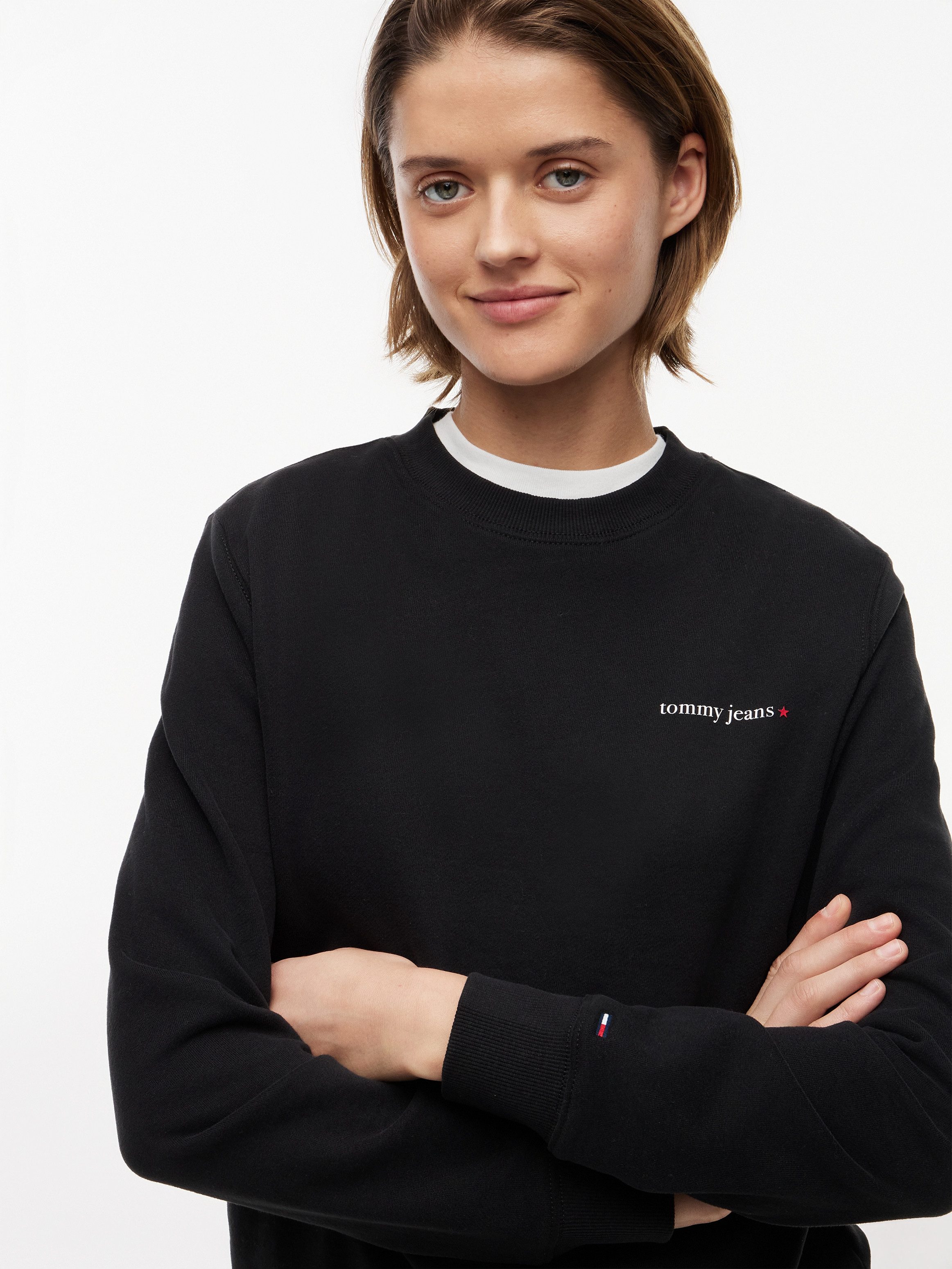 Tommy Jeans Sweatshirt TJW REG ESS LOGO 1 CREW EXT Baumwolle, Logodruck