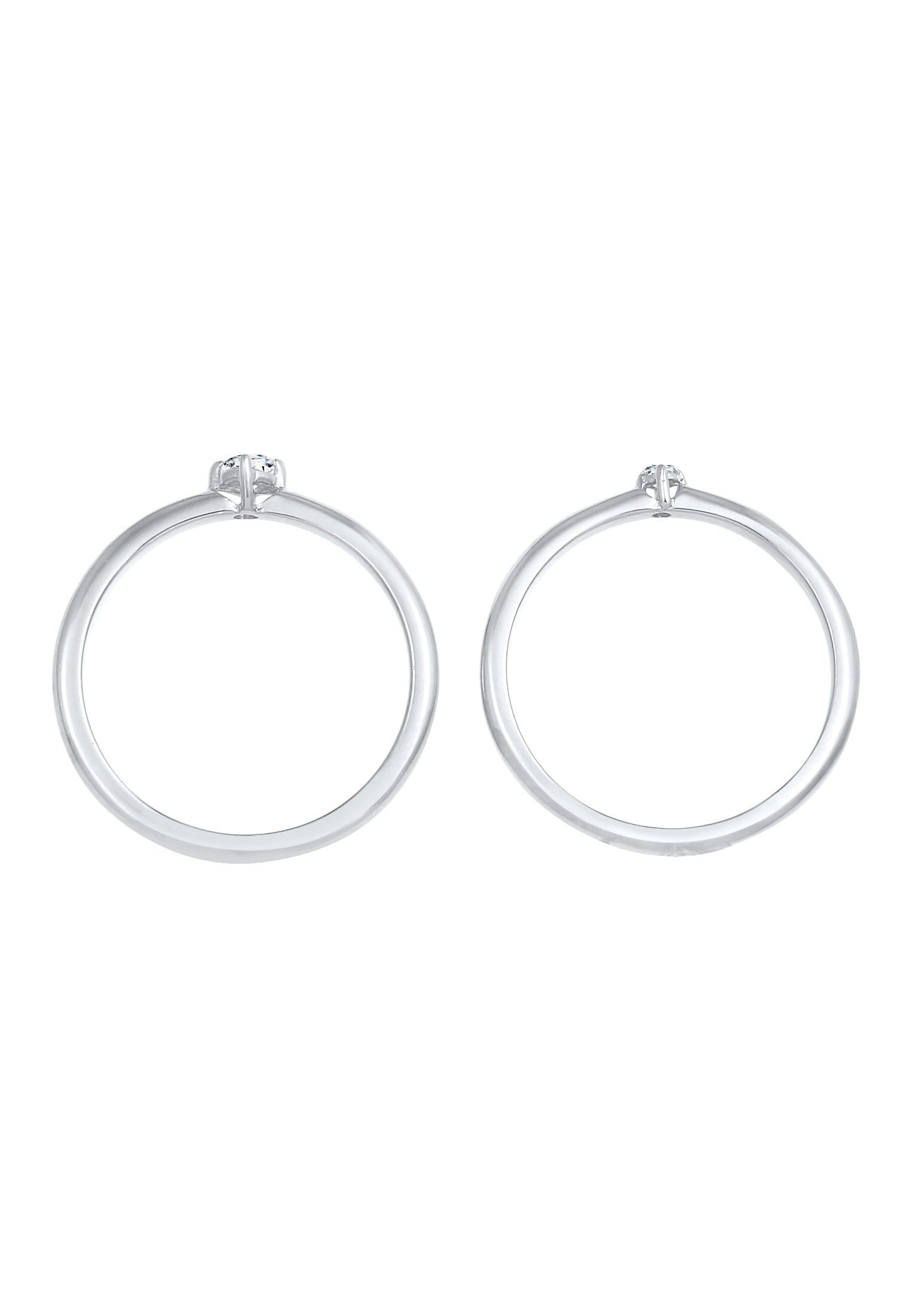 Elli DIAMONDS Verlobungsring Solitärring Set Diamant (0.13 ct) 925 Silber