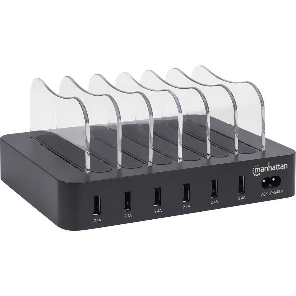 MANHATTAN 6-Port USB-Ladestation Sechs USB-A-Ports bis zu 2.4 A/5 V 102254 USB-Ladegerät