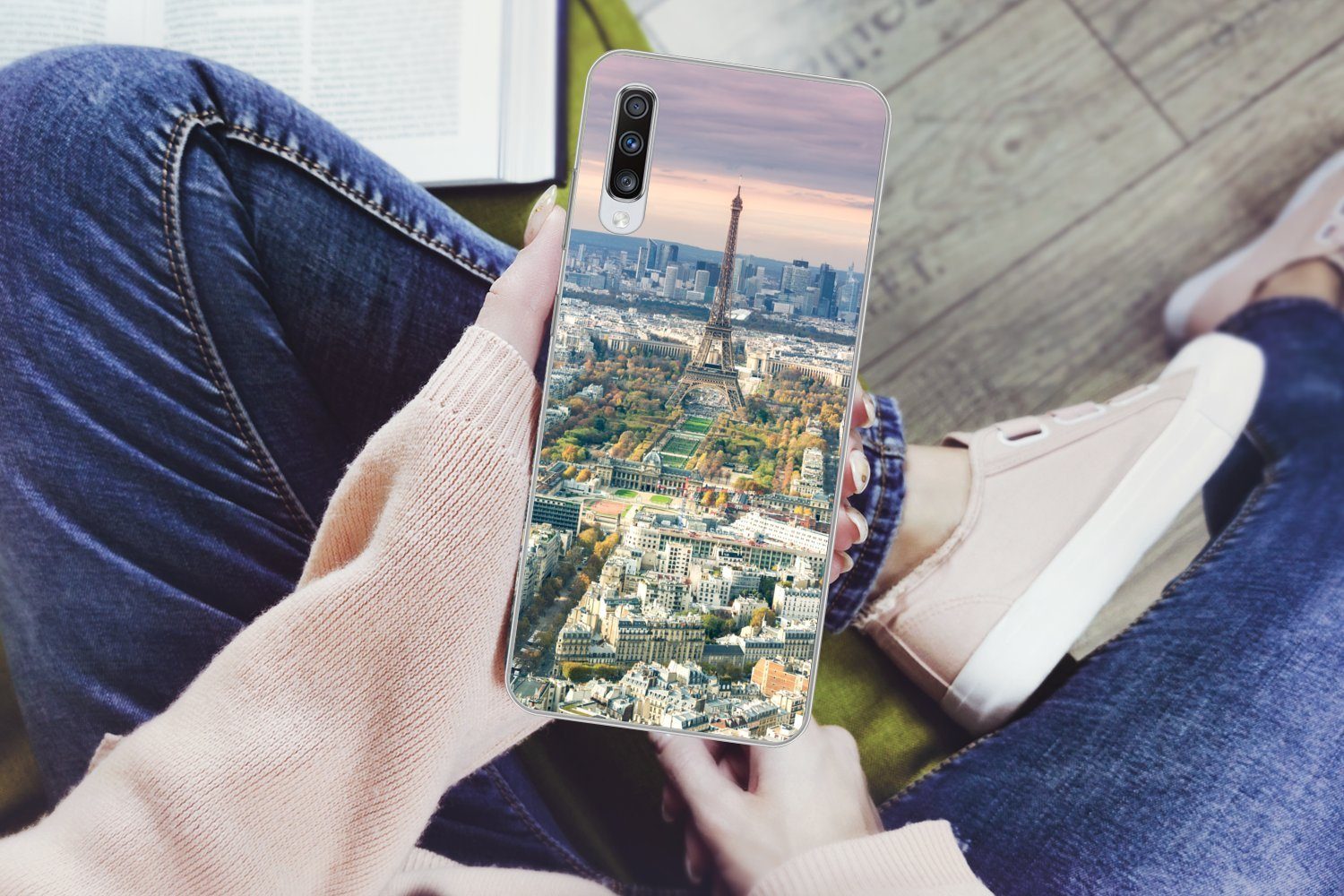 MuchoWow Handyhülle für Samsung Galaxy A70 Paris - Eiffelturm - Stadt, Phone Case, Silikon, Schutzhülle Dünn