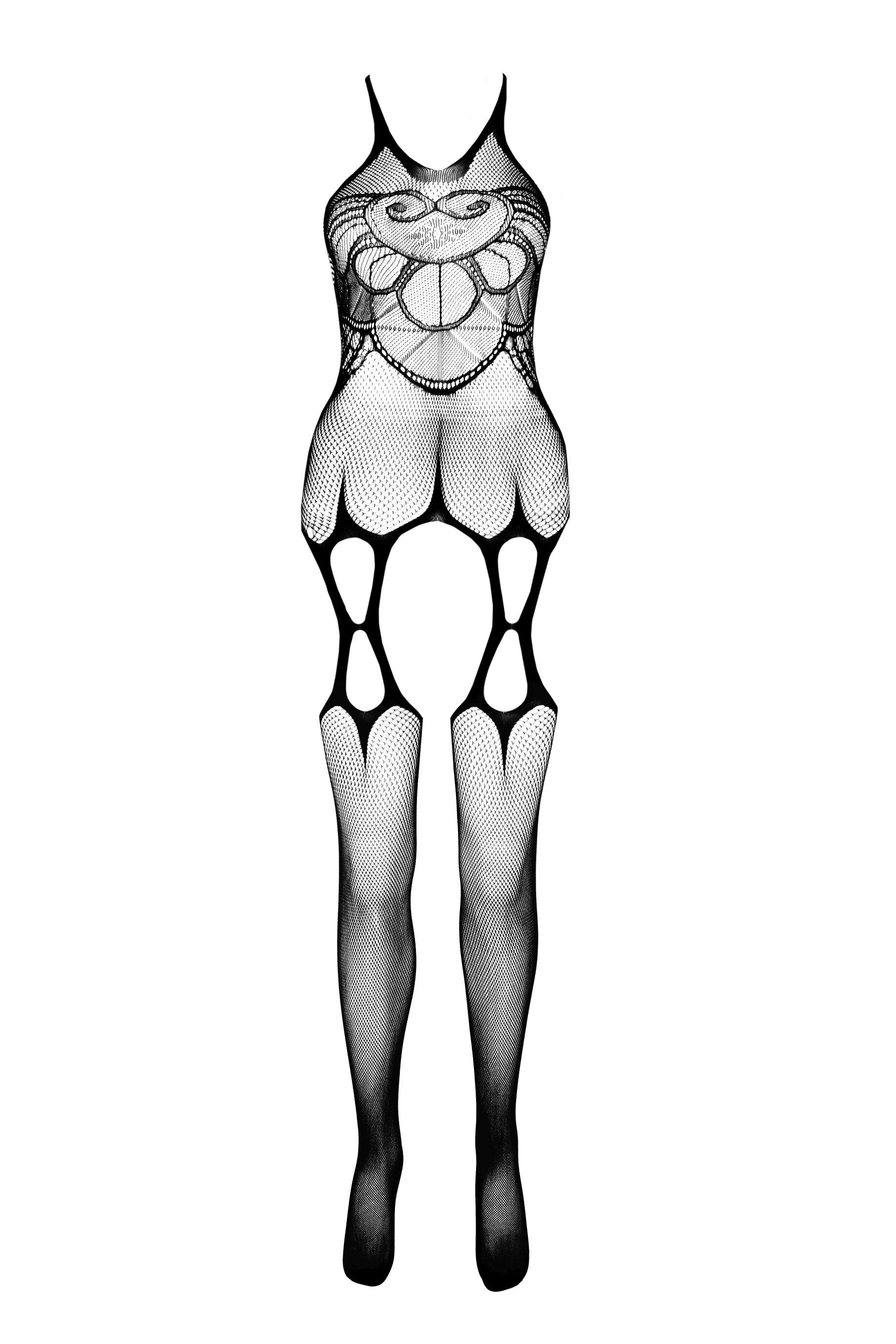 Passion Bodystocking Bodystocking schwarz ouvert Catsuit transparent 20 DEN (1 St)