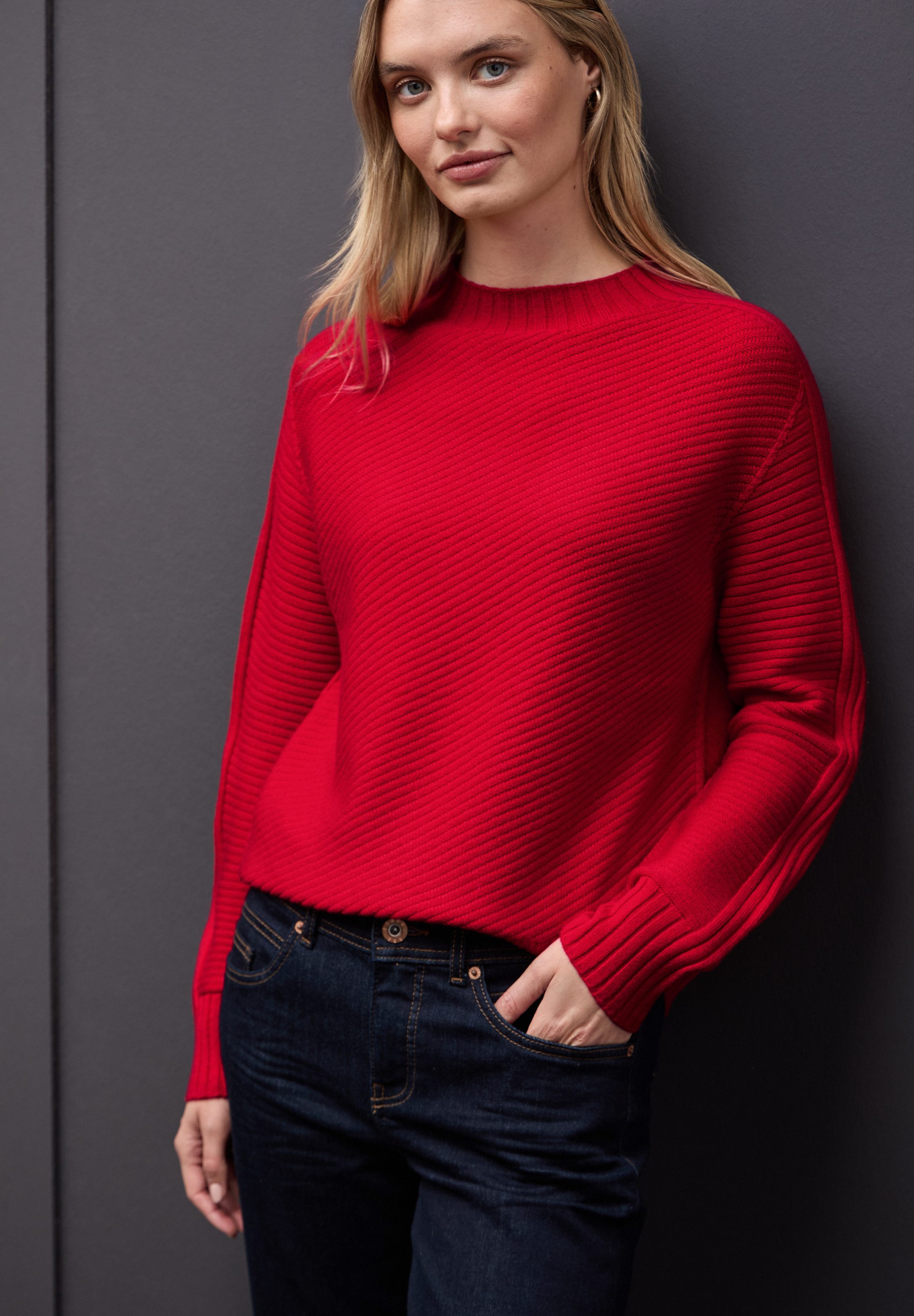 STREET ONE Strickpullover mit Struktur und Stehkragen/Turtleneck günstig online kaufen