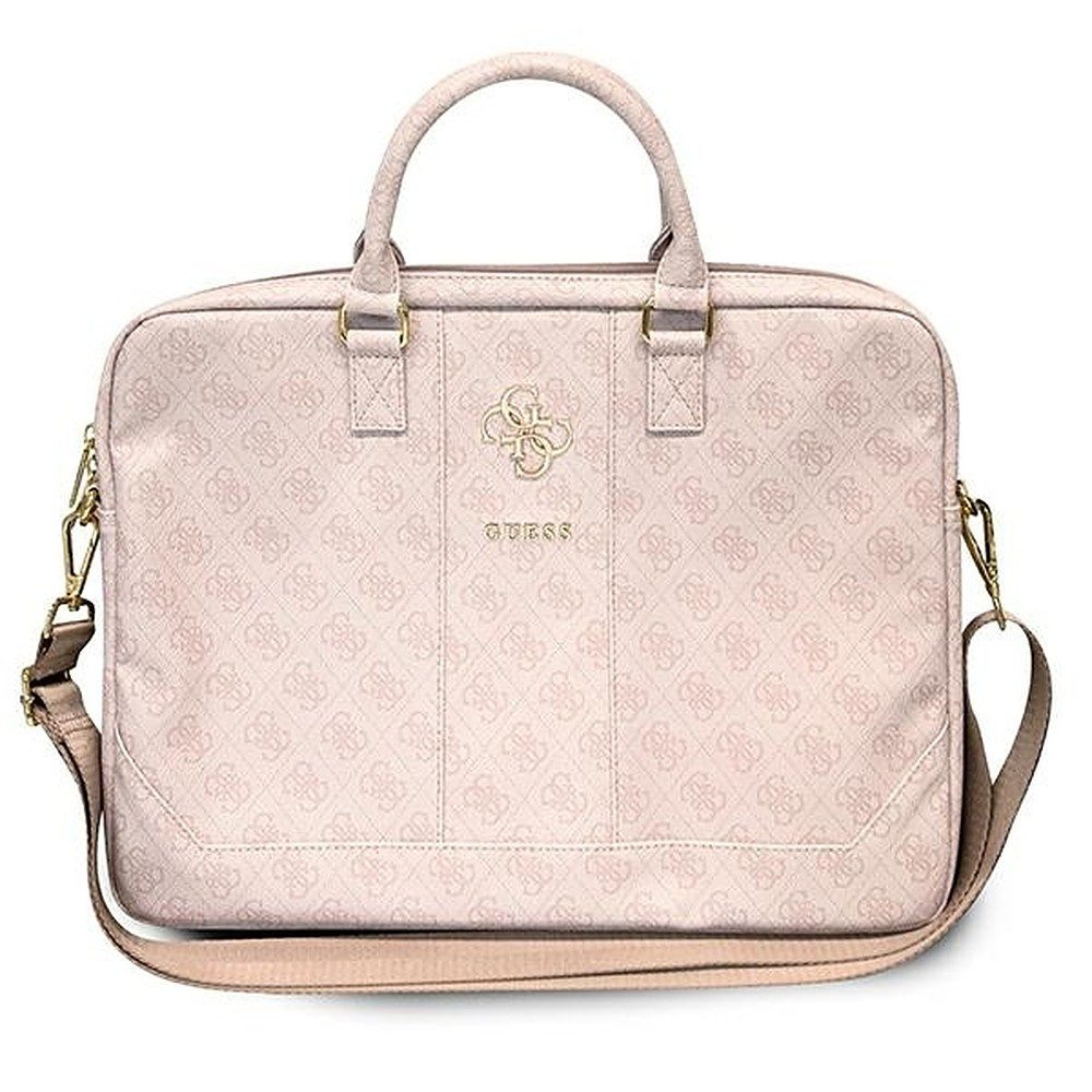Guess Laptoptasche Businesstasche Aktentasche (Spar-Set, 1-tlg), Kofferriemen, Saffiano-Optik, goldfarbenes 4G-Logo