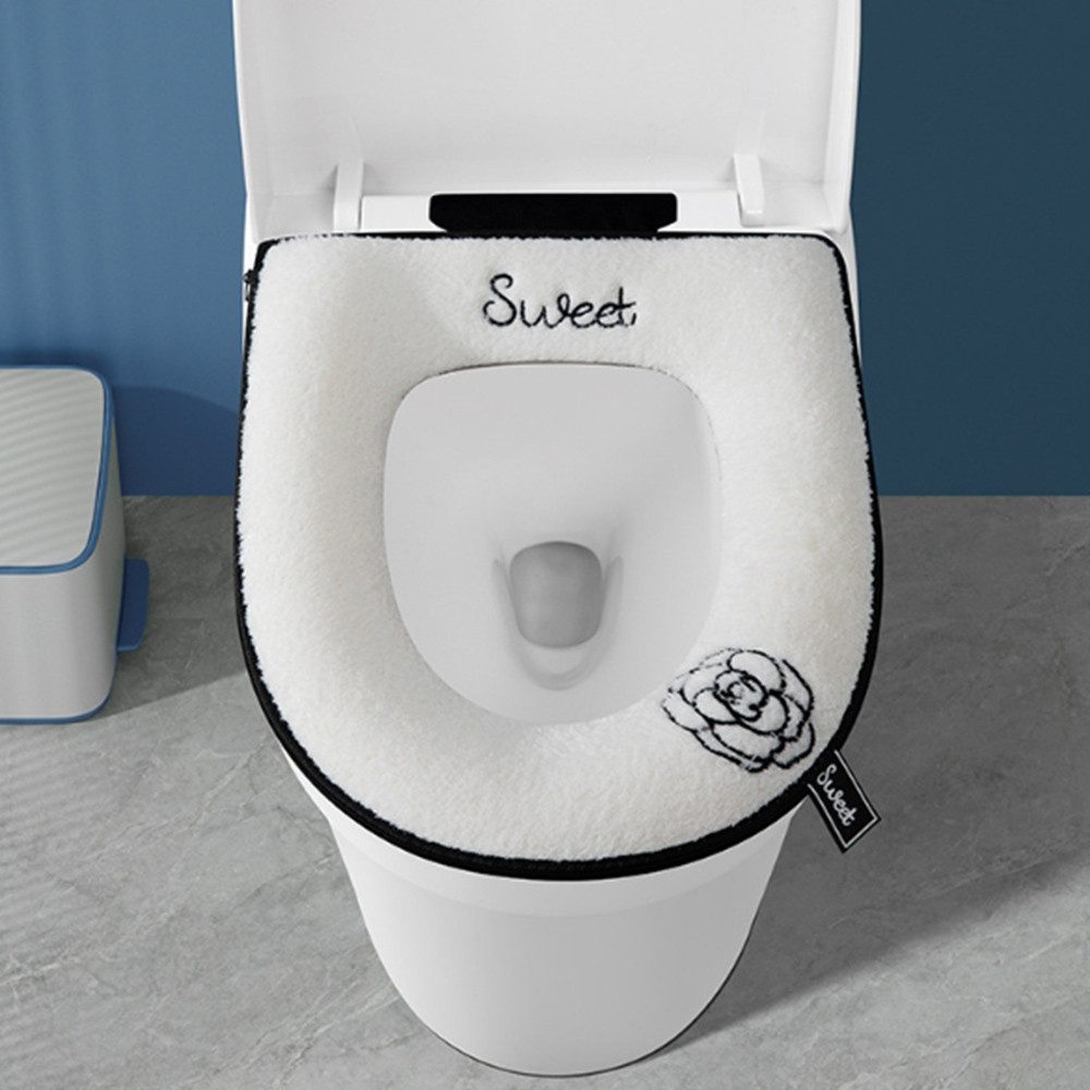 Diwzbyn WC-Deckelbezug Plüsch-Toilettensitzbezug Matte mit Griff und Reißverschluss, Warmer, Waschbarer, Dicker – Bild 3 von 5
