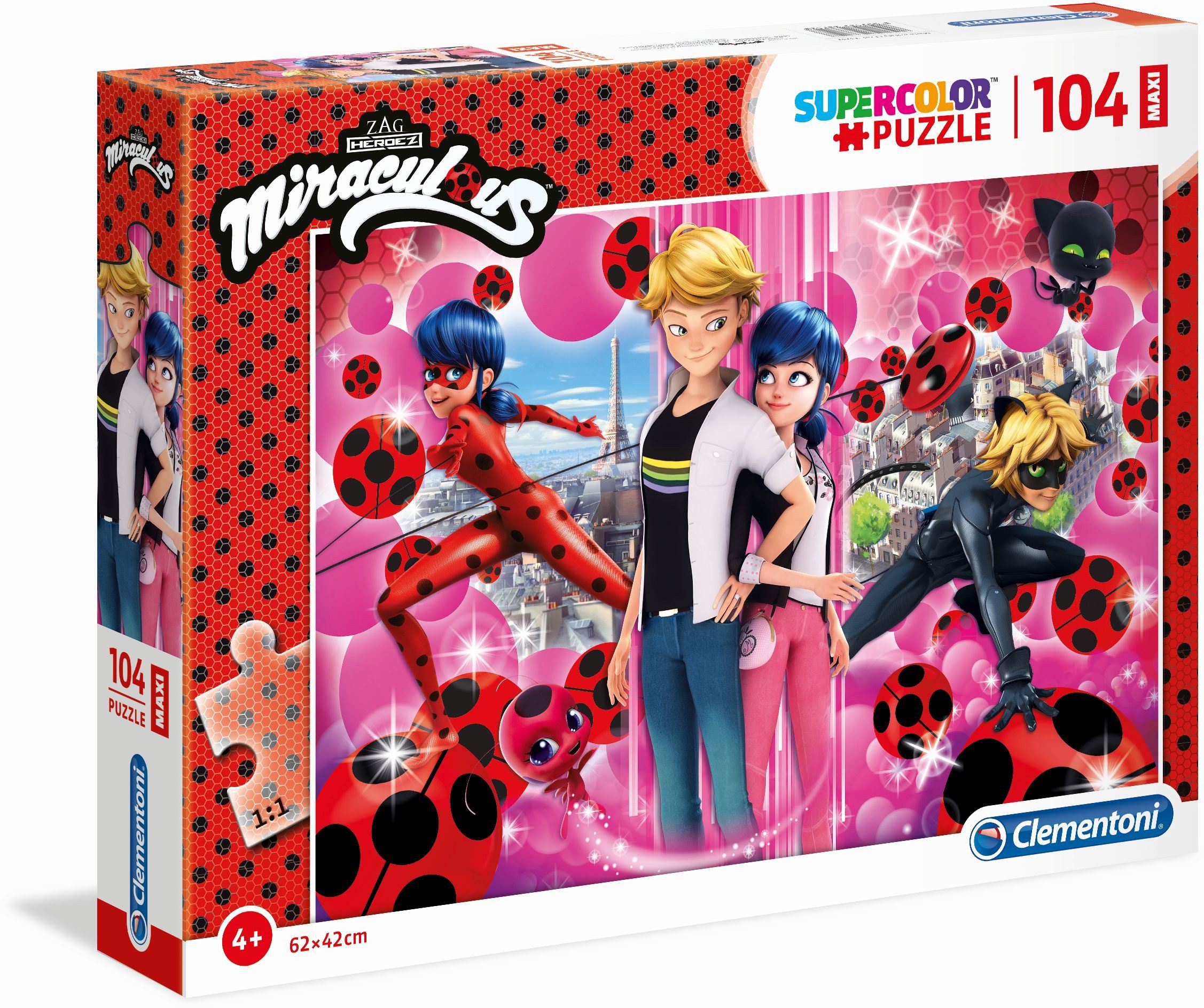 Clementoni® Puzzle Supercolor Puzzle - Miracolous, 104 Teile, Puzzleteile