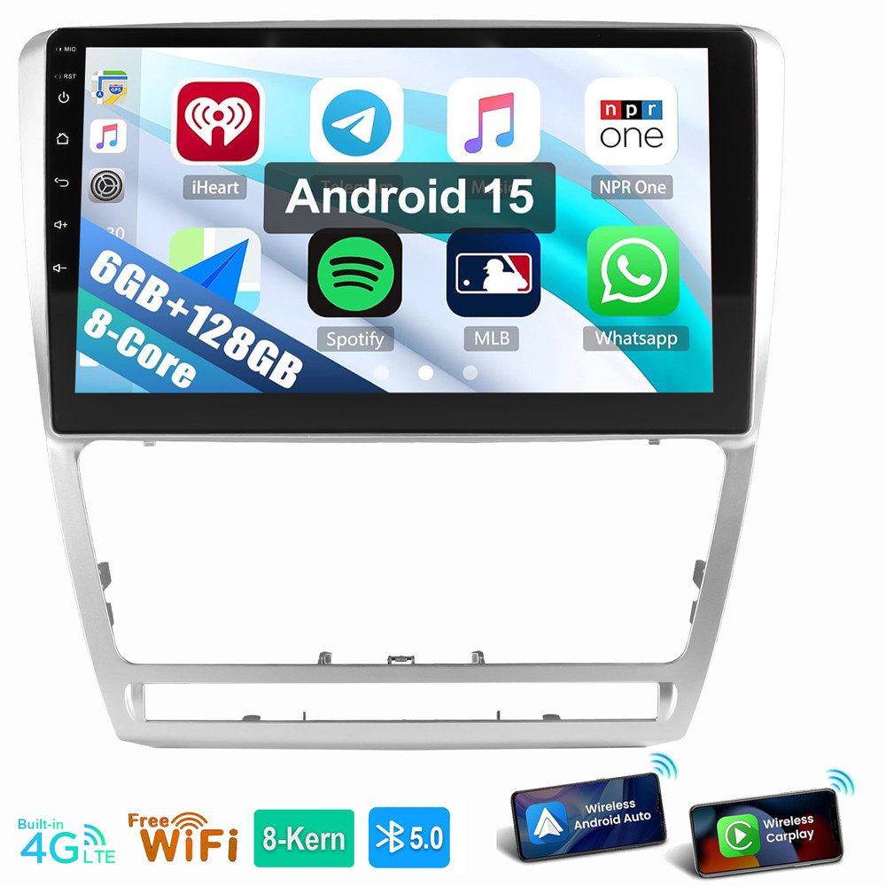 ESSGOO 6+128G Für Skoda Octavia II 1Z3 2008-2013 NAVI 4G LTE DSP FM/AM Autoradio (RDS, Digitalradio (DAB), FM, AM)