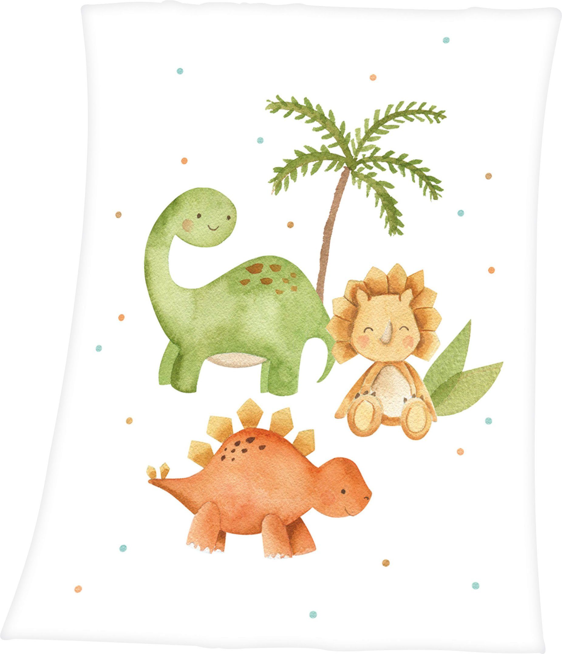 Babydecke Dinos, Baby Best, mit liebevollem Kuscheldecke Motiv