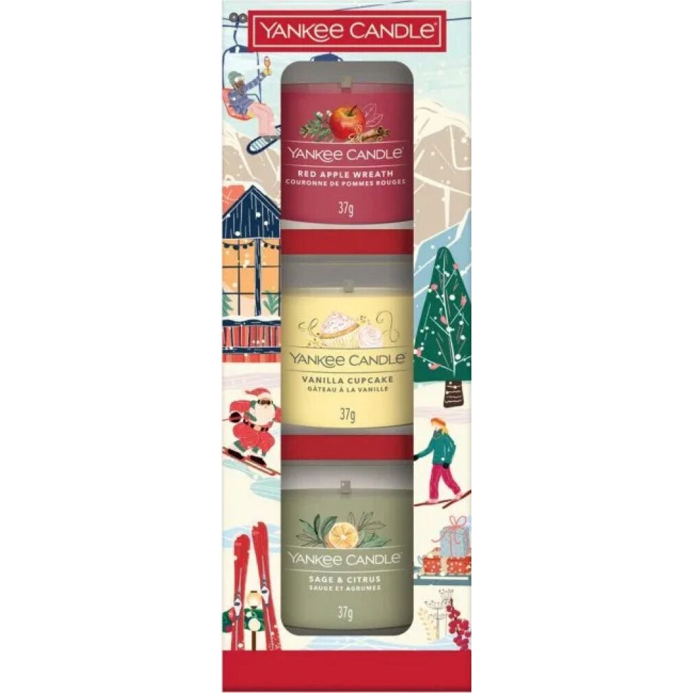 Duftkerze Weihnachtsfeier Votivkerzen aus Glas, Geschenkset, 3 x 37 g