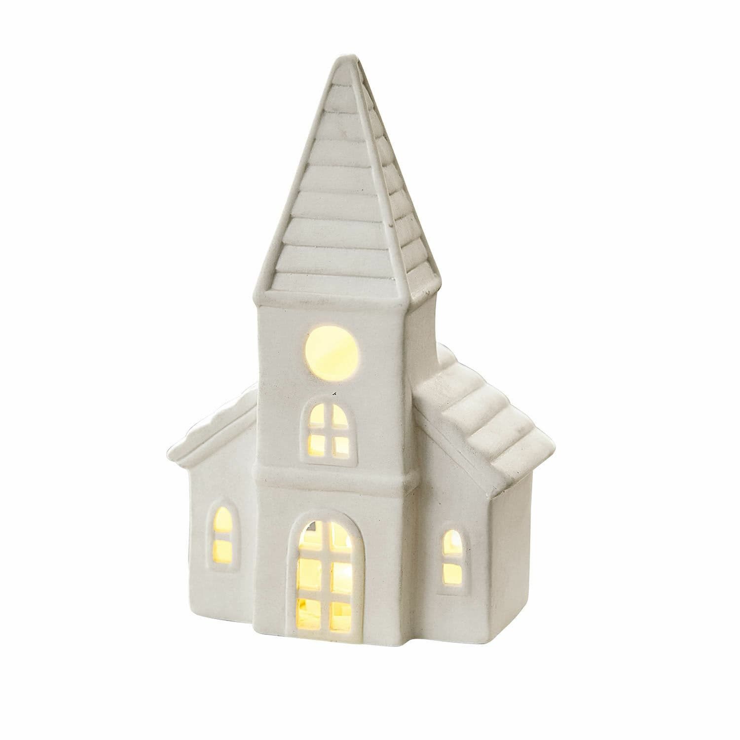 Weihnachtsfigur LED-Deko-Haus Melena weiß
