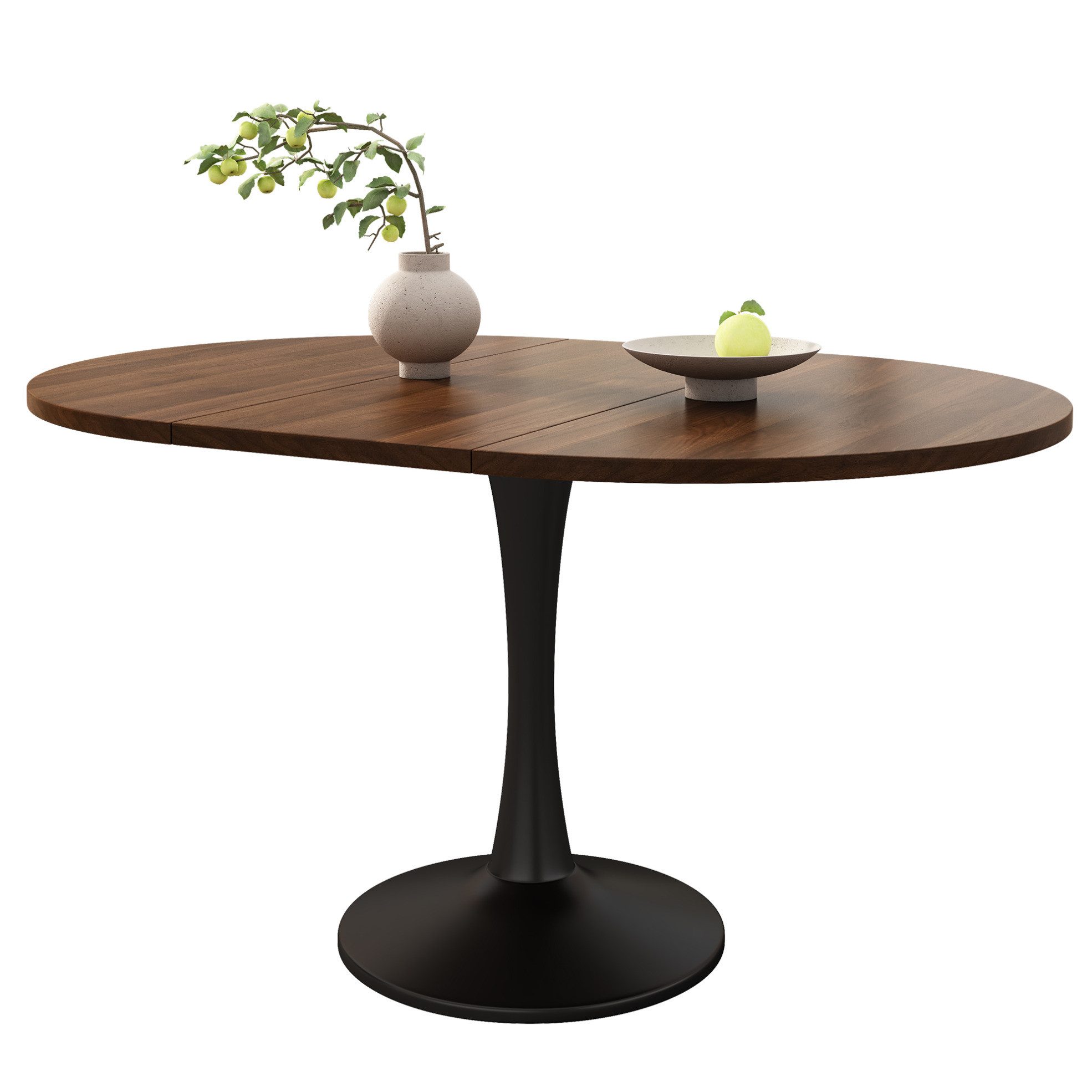 MODFU Esstisch Kompakter Tisch 100/140×100×75 cm (Packung, 1-St., Walnuss, für 2–8 Personen & Familienfeiern), oval, ausziehbar, MDF, vielseitig