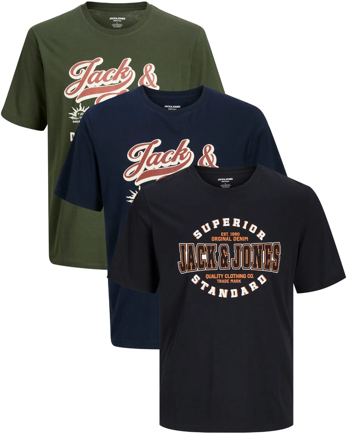 Jack & Jones PlusSize Print-Shirt (Spar-Set, 3er-Pack) Big Size Shirt Übergrößen Shirt