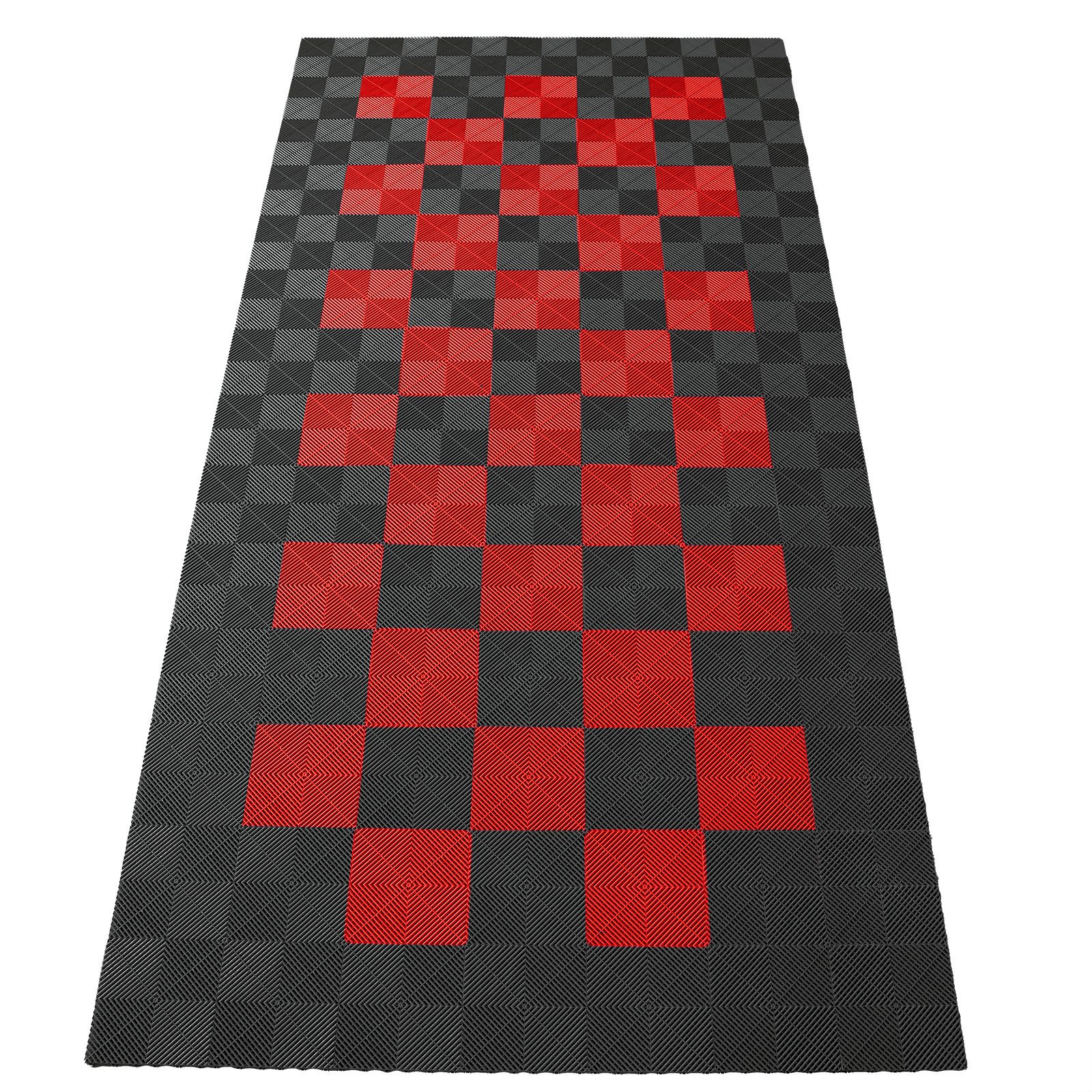 Tenzo-R Bodenfliese Performance Garagenboden Floor 2,8mx5,6m Grau Rot Set2, grau/rot