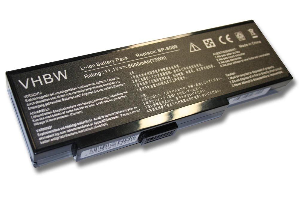 vhbw kompatibel mit Xeron Sonic Pro 809LCX, M8861i, M88A Laptop-Akku Li-Ion 6600 mAh (10,8 V)