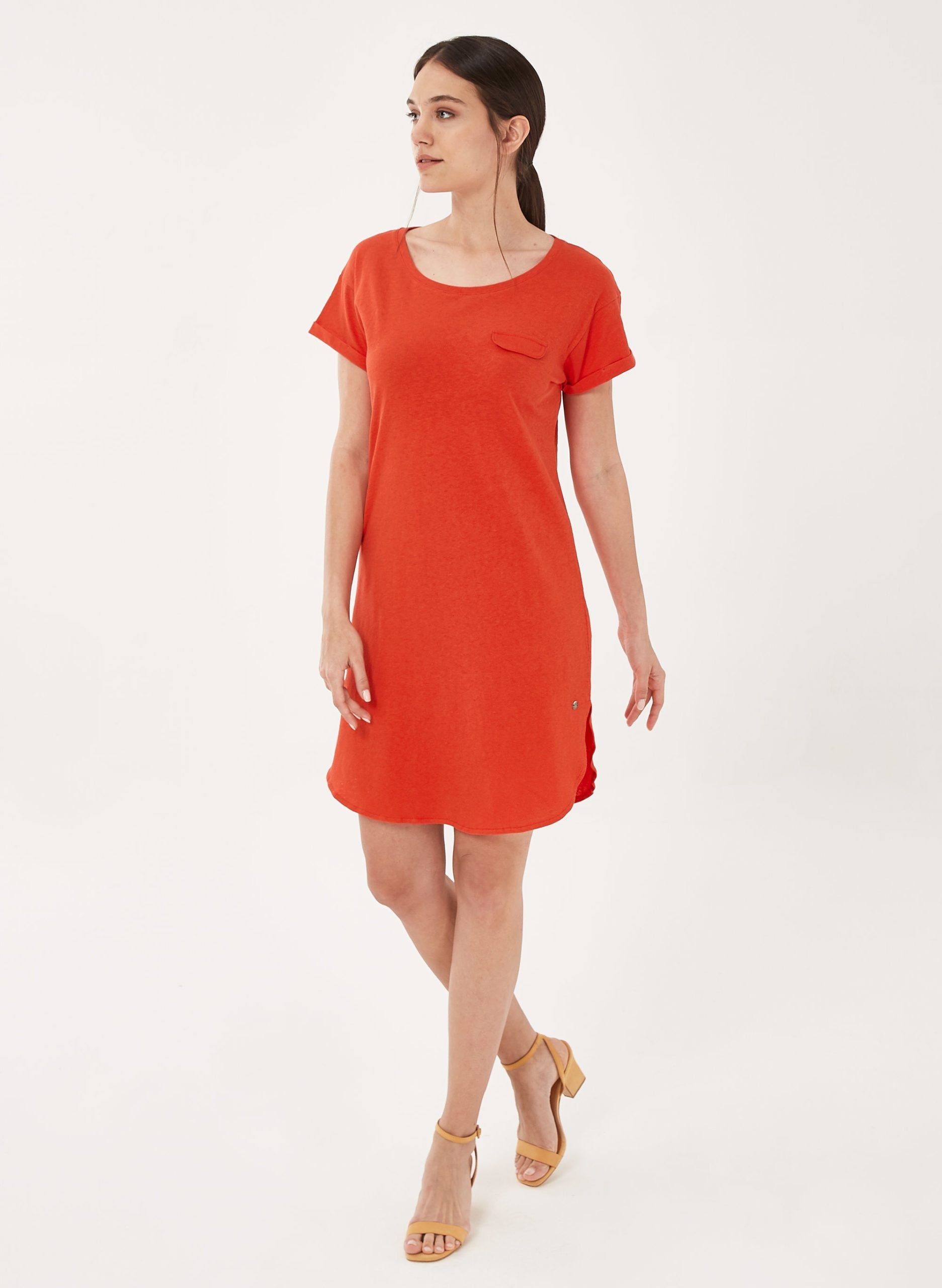 Kleid & Hose Jerseykleid aus Bio-Baumwolle mit Leinen