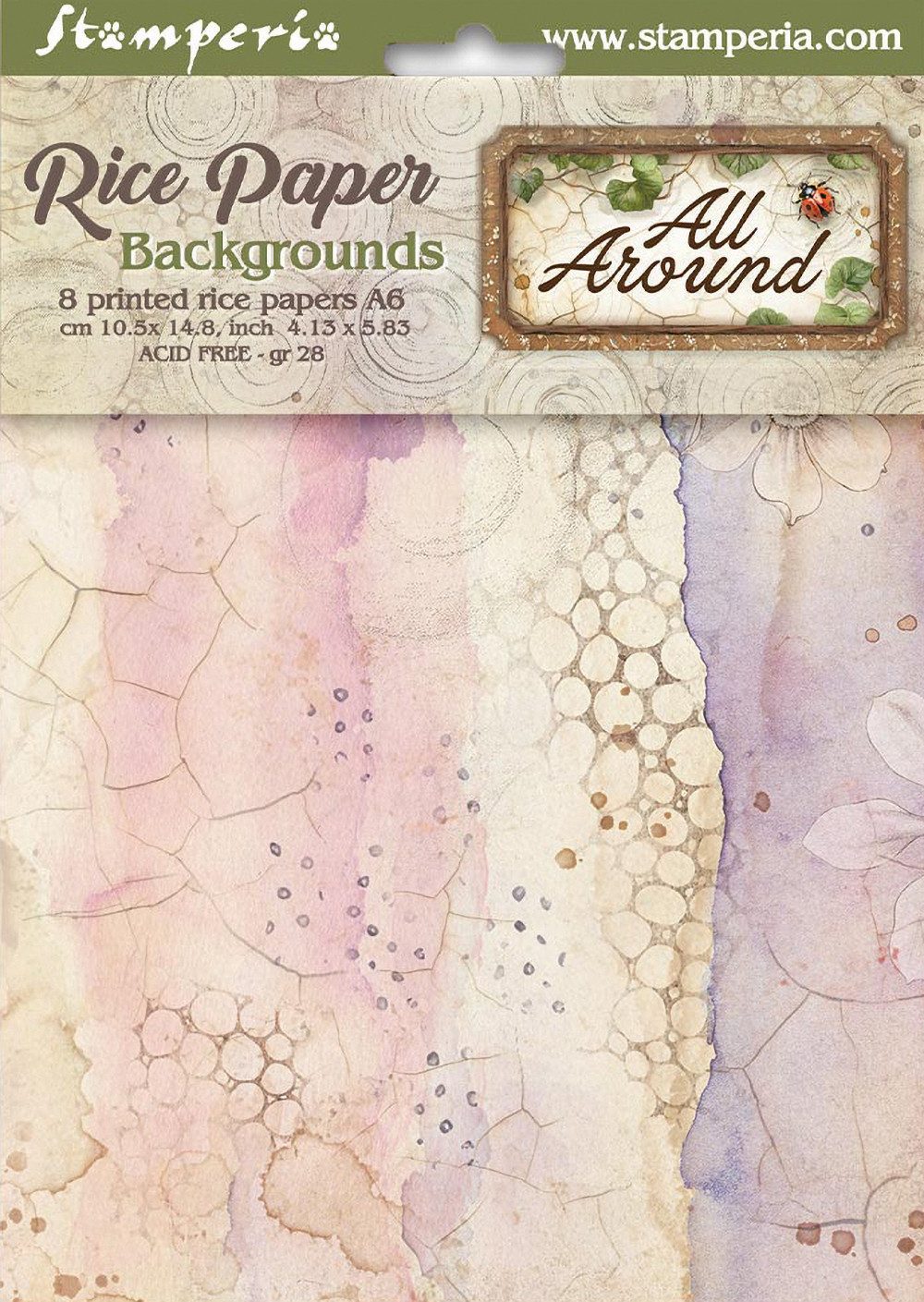 Stamperia Seidenpapier Motiv-Strohseide Backgrounds All Around, DIN A6, 8er Set
