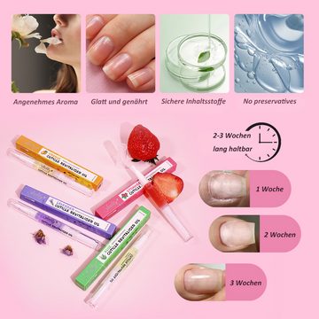 pochento Nagelpflegeöl Nagelpflegeöl, Nagellack-Set, Nagelpflegeset, Erdbeere, Jasmin, Rose, Geschenk, Duftendes Nagelpflegeöl 3*3ml, Nagelpflegestift, Nagelhautöl