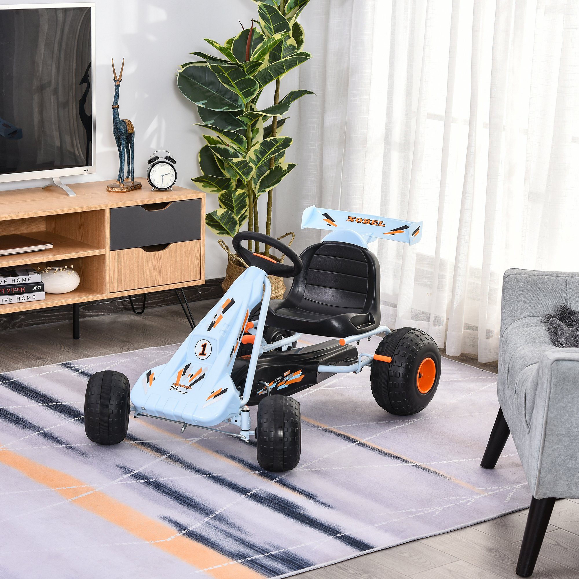HOMCOM Go-Kart Kinder Go-Kart mit Handbremse – Bild 3 von 5