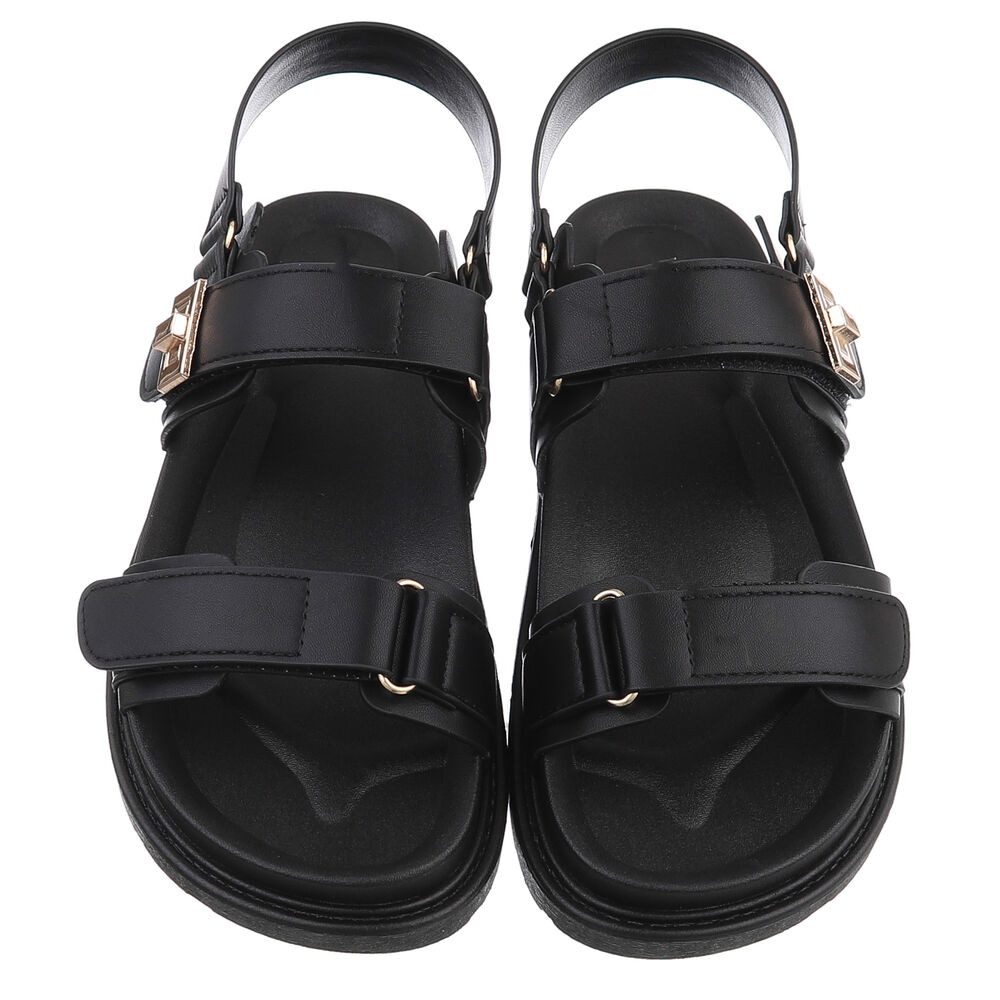 Ital-Design Bequeme Sandalen für den Sommer - Perfekte Alltagsschuhe Riemchensandalette (89322766) Flach Plateausandaletten in Schwarz – Bild 4 von 5