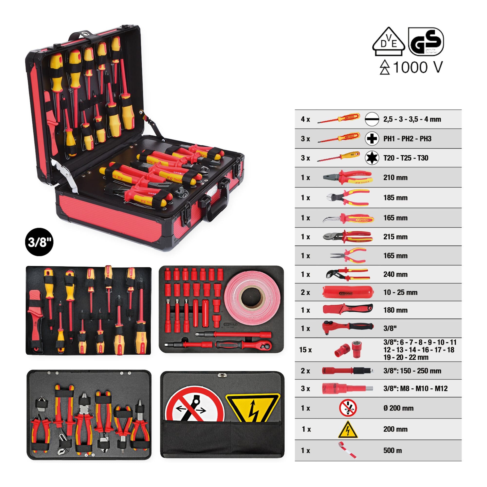 KS Tools Werkzeugkoffer KS Tools Isolierter Werkzeug-Satz für Hybrid- und Elektrofahrzeuge, 43