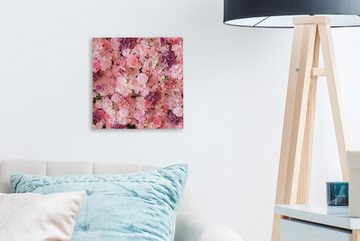 OneMillionCanvasses® Leinwandbild Blumen - Rosa - Rosen, (1 St), Leinwand Bilder für Wohnzimmer Schlafzimmer
