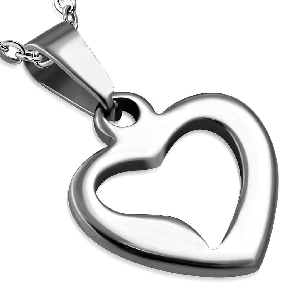 BUNGSA Anhänger Set Anhänger Herz offen Silber aus Edelstahl Unisex (1-tlg), Pendant Halsketten