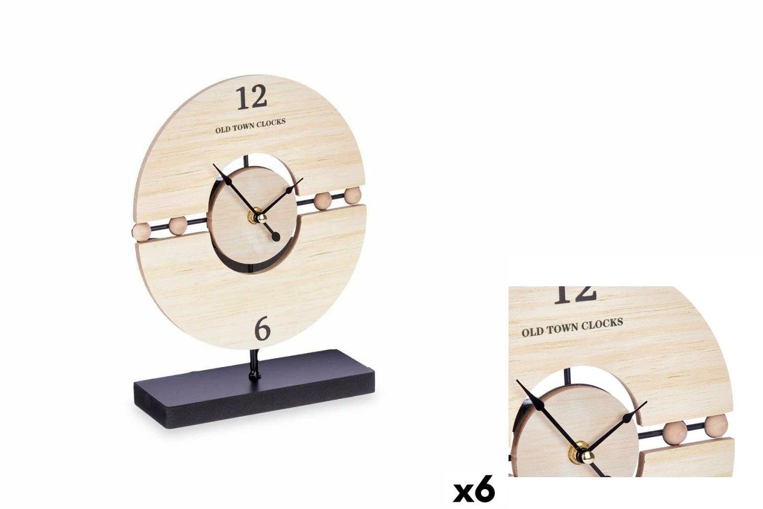 Gift Decor Uhr Tischuhr Bälle Schwarz Metall Holz MDF 20,5 x 26,5 x 7 cm 6 Stück