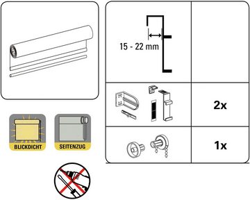 Seitenzugrollo Ornament, GARDINIA, Lichtschutz, ohne Bohren, freihängend, Klemmfix, vormontiert auf Montageschiene