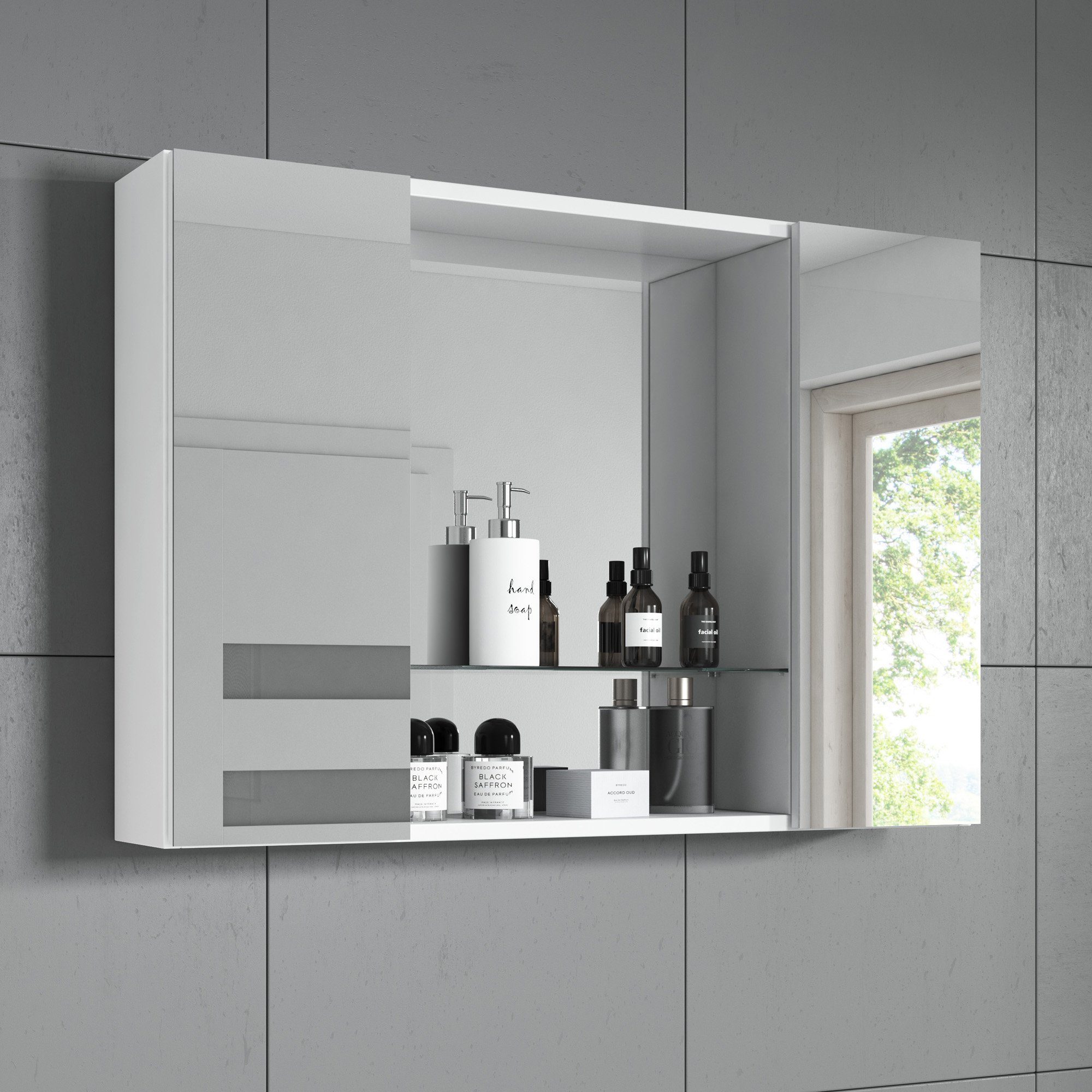 Badezimmerspiegelschrank 85cm Spiegelschrank inter Debby weiß