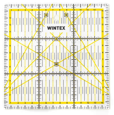 WINTEX Schneidelineal Universal-Lineal 15 cm x 15 cm, cm-Raster und Winkelanzeige